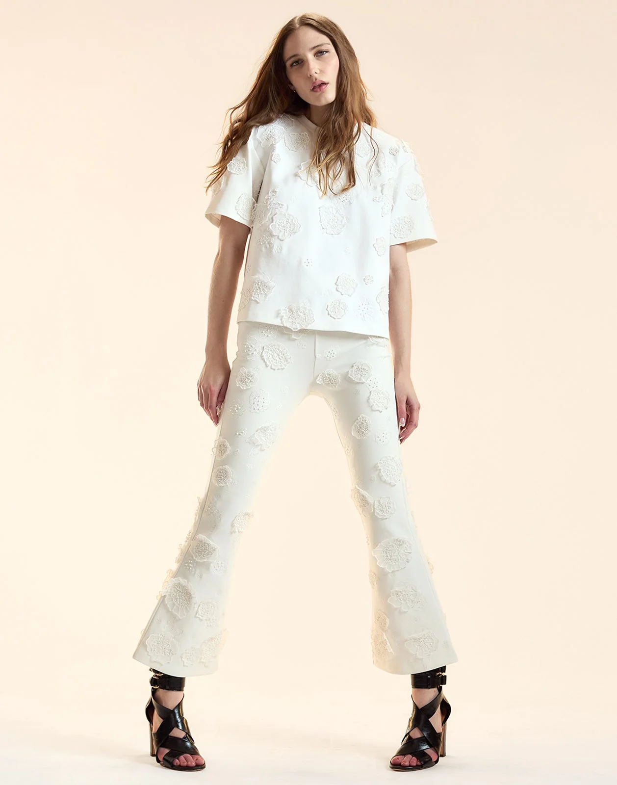 Cynthia Rowley Pop Floral Applique Pant - White - Image 3
