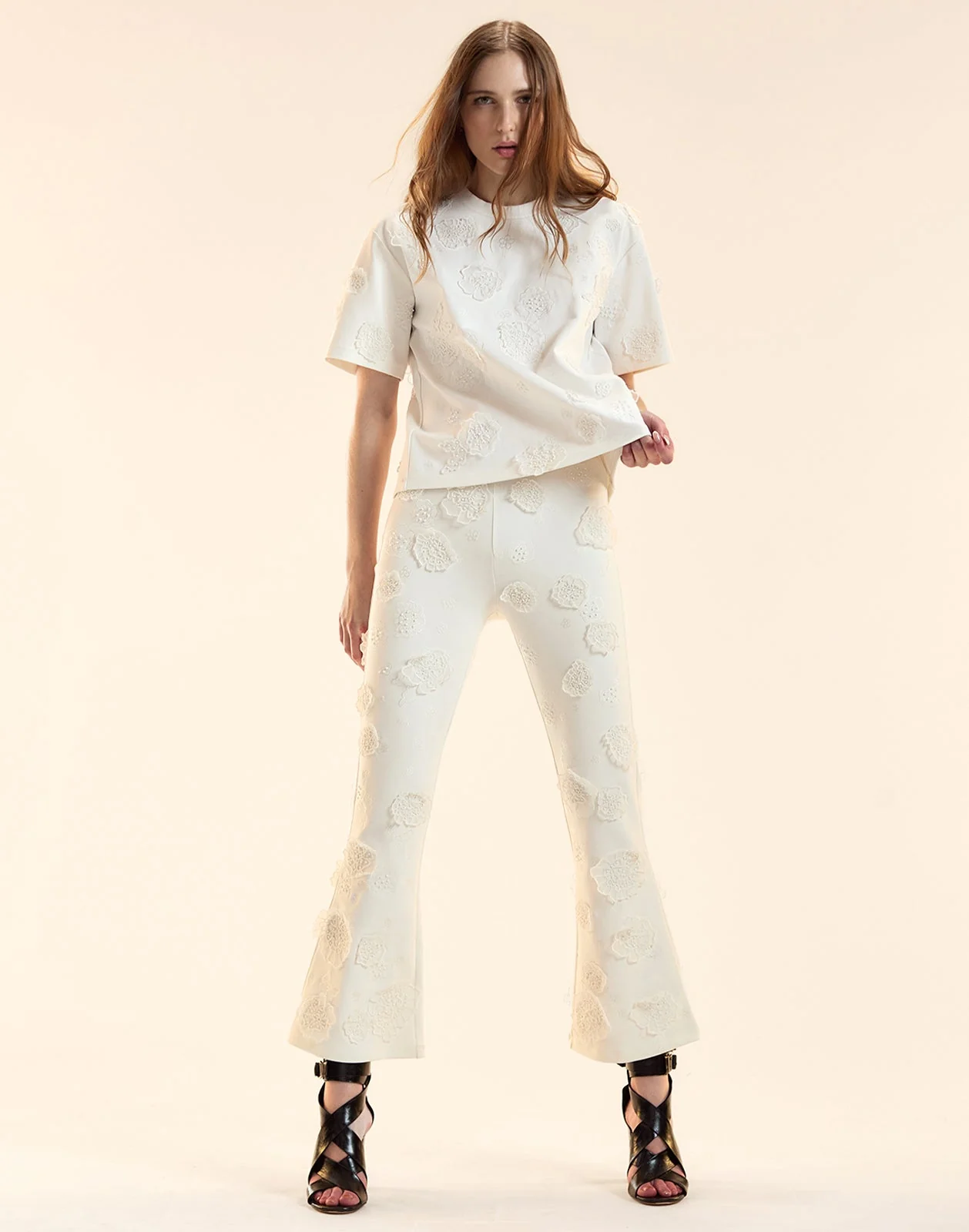 Cynthia Rowley Pop Floral Applique Pant - White - Image 4