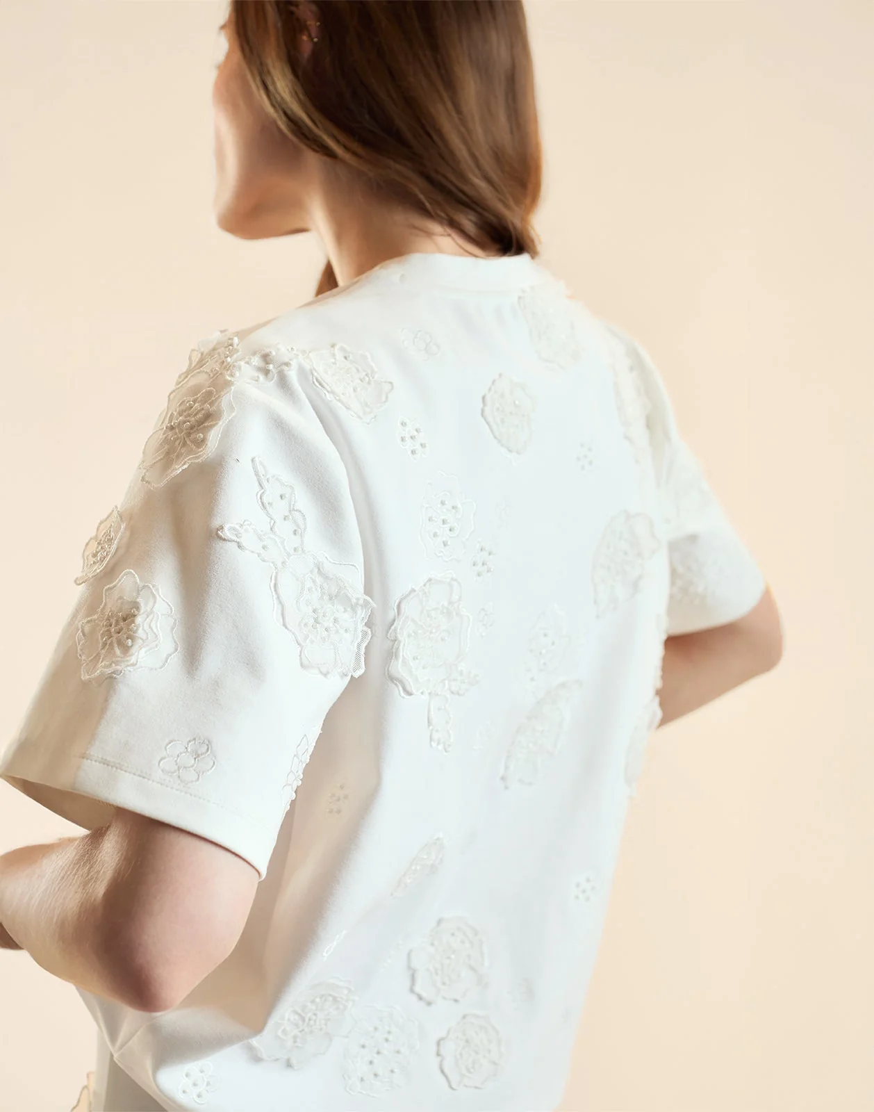 Cynthia Rowley Pop Floral Applique Top - White - Image 5