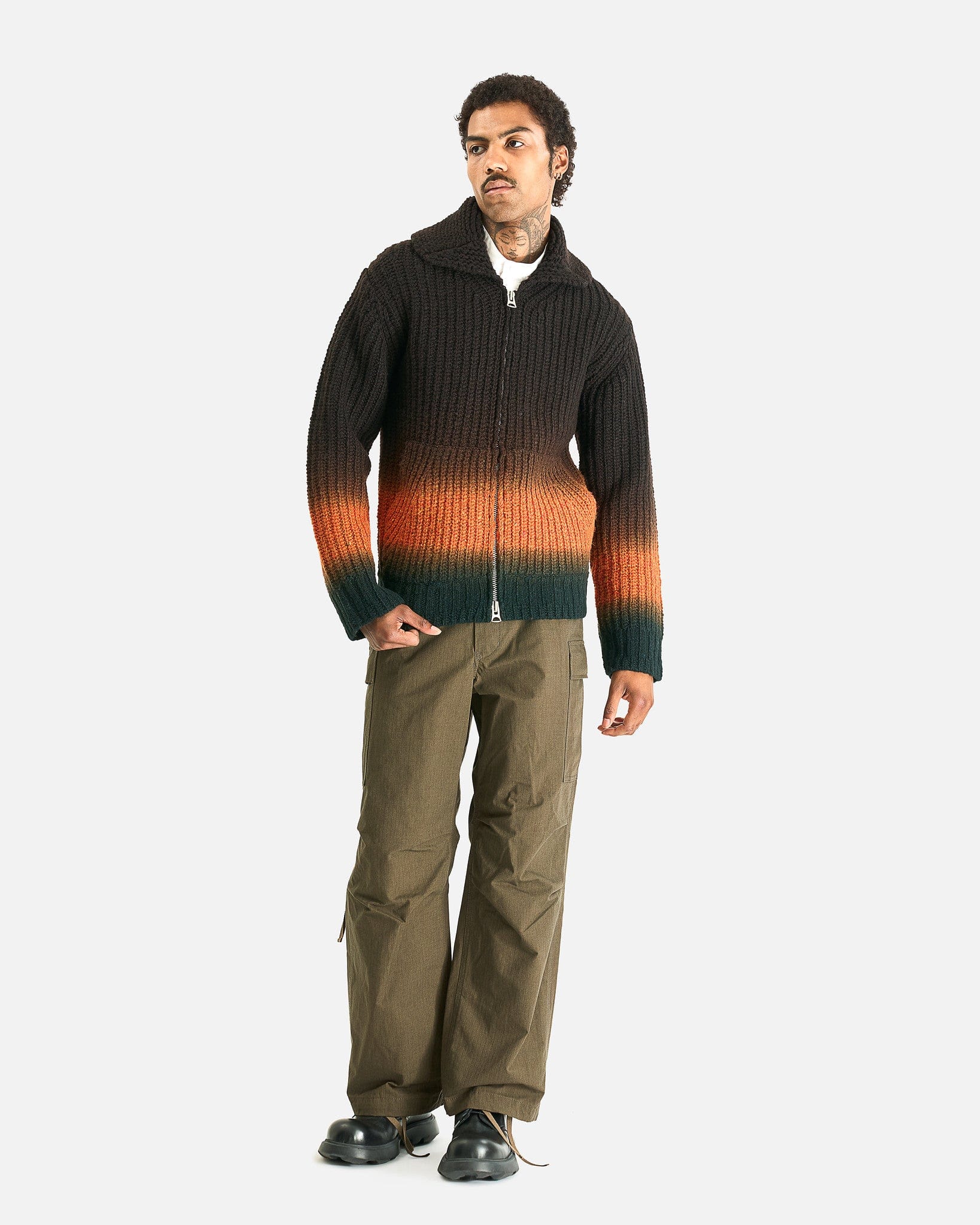 sacai Garment Dye Wool Knit Cardigan - Image 5