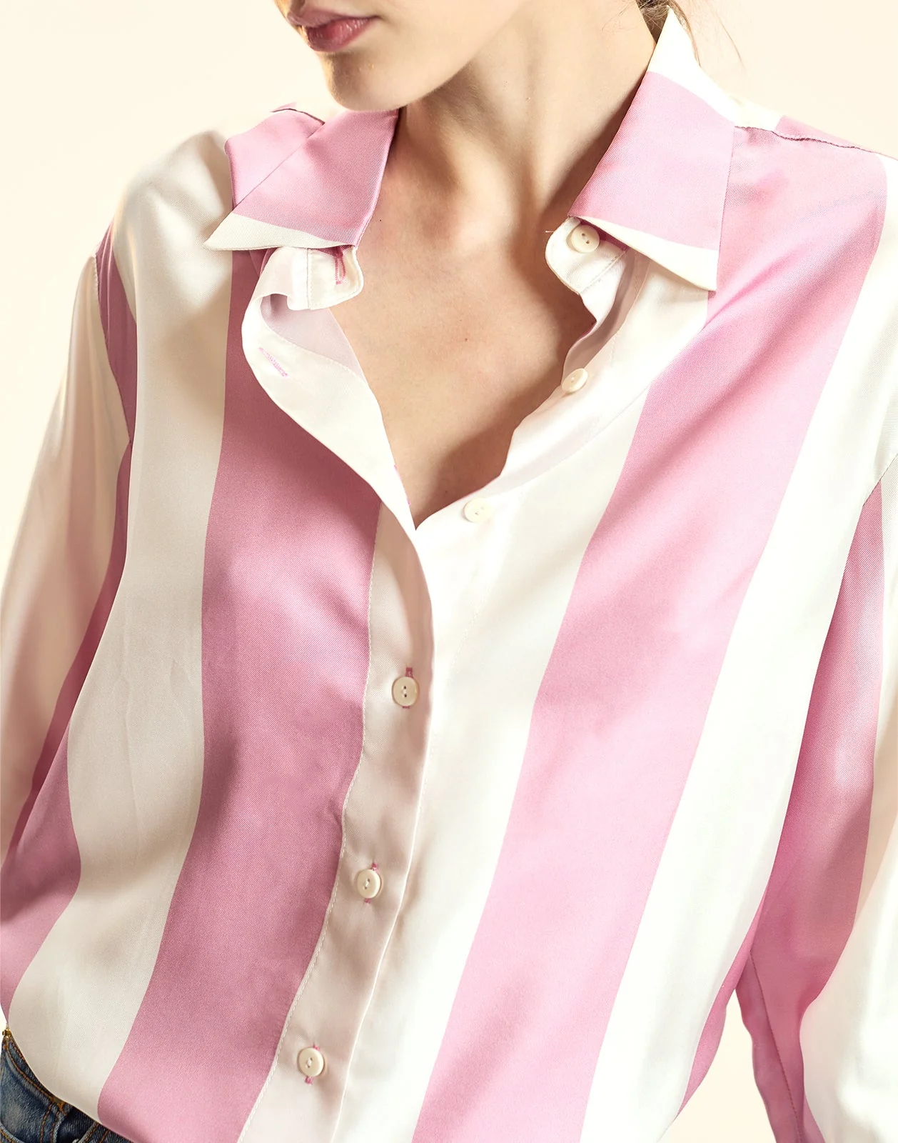Cynthia Rowley Collectible Stripe Silk Shirt - PNKOVR - Image 4