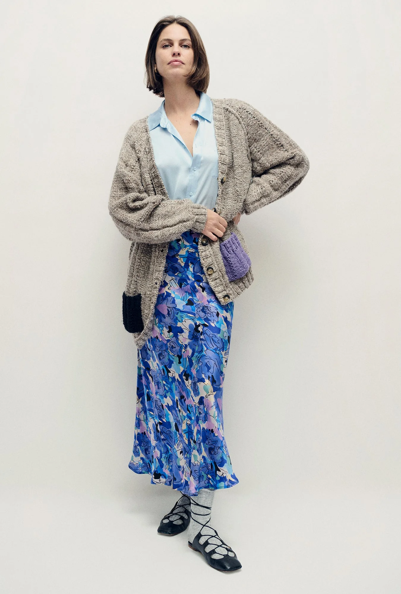 Silk Laundry Short Sleeve Boyfriend Shirt - Cornflower Floral - Image 2