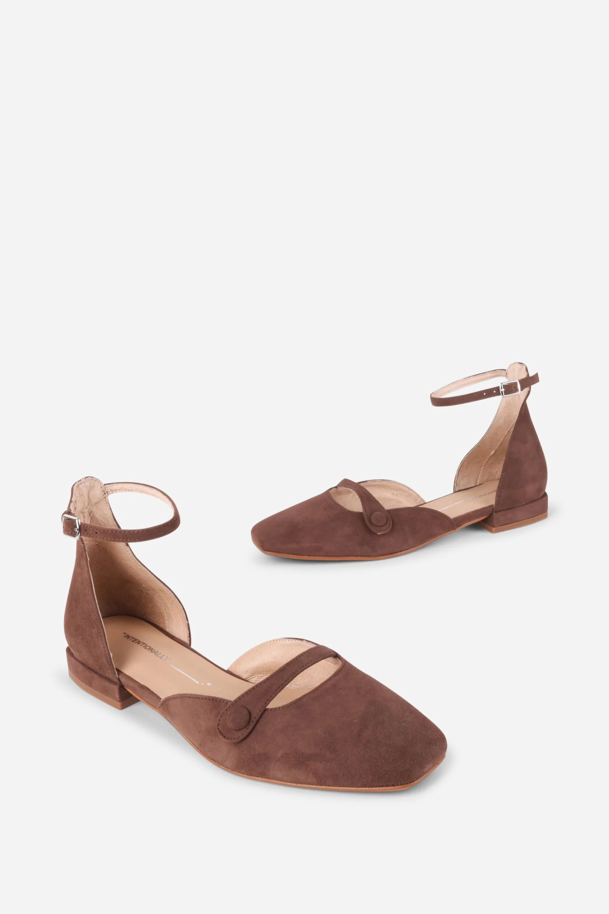 INTENTIONALLY __________. Iris Suede Mary Jane Flat - Chocolate - Image 3