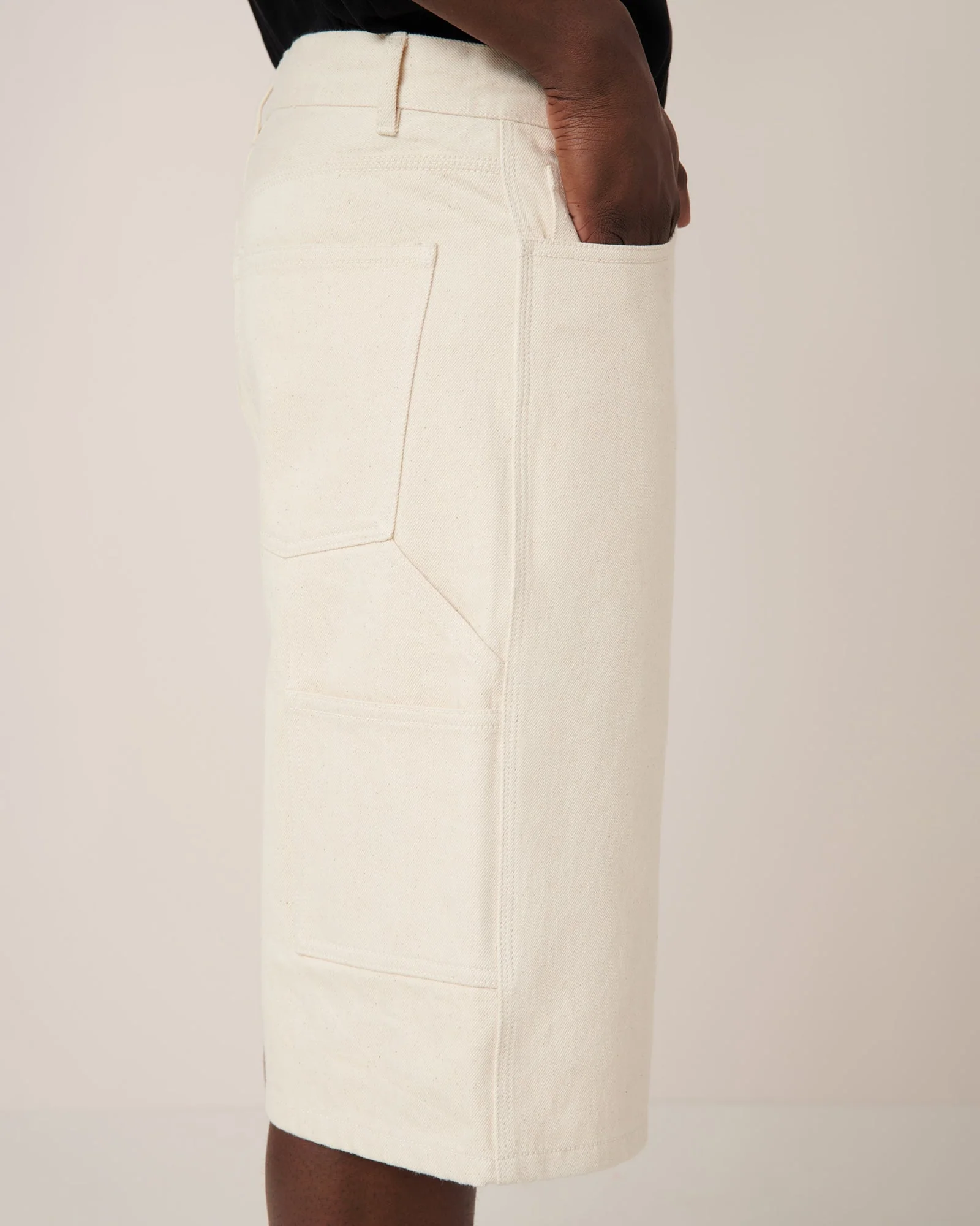 Kowtow Workwear Shorts - Ecru Denim - Image 4