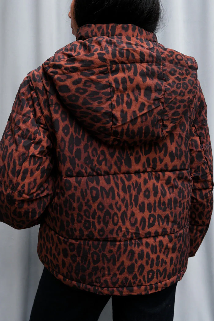 DAMSON MADDER Pearl Chocolate Leopard Puffer Jacket - Leopard - Image 10
