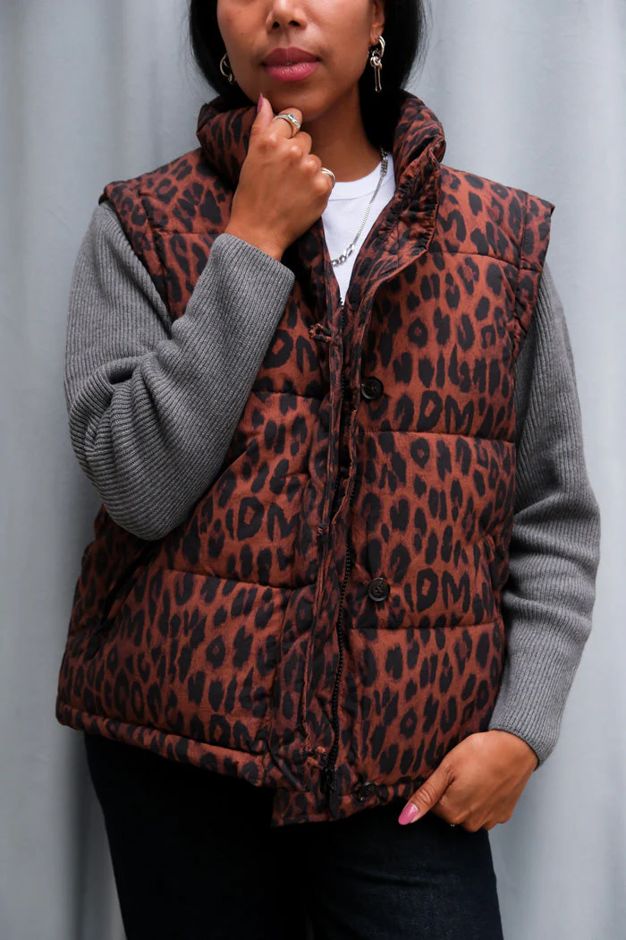 DAMSON MADDER Pearl Chocolate Leopard Puffer Jacket - Leopard - Image 14
