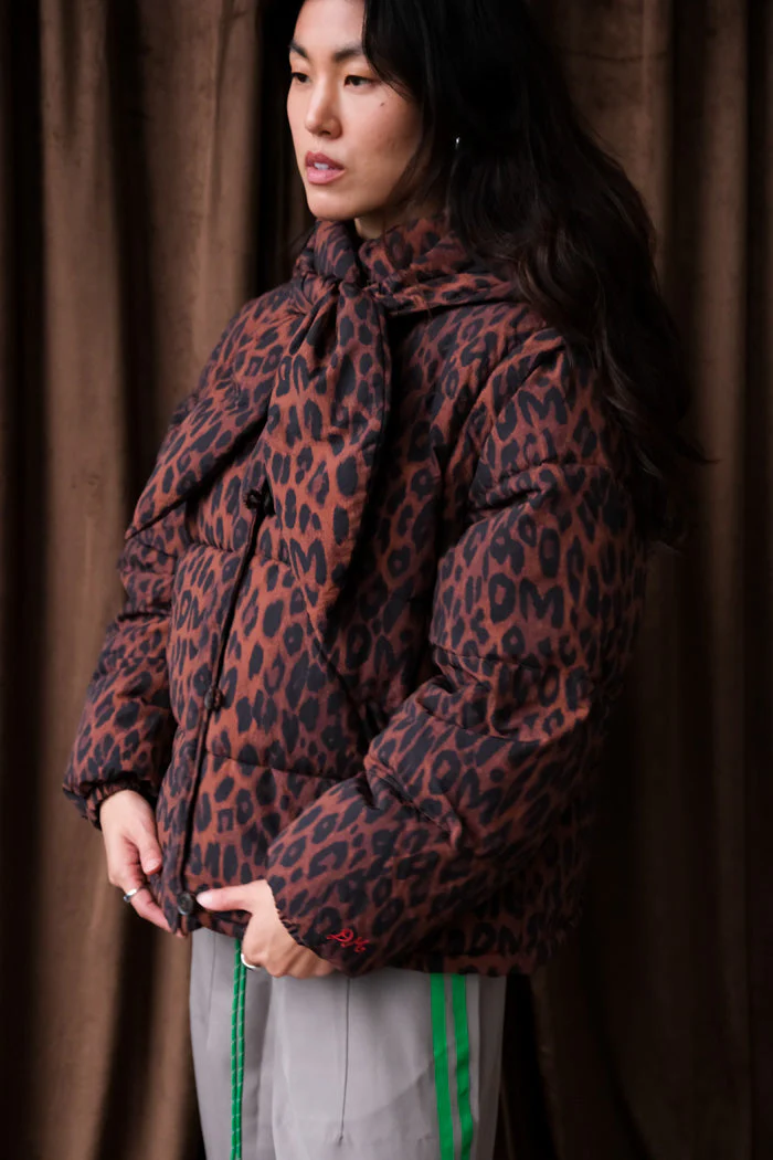 DAMSON MADDER Pearl Chocolate Leopard Puffer Jacket - Leopard - Image 3