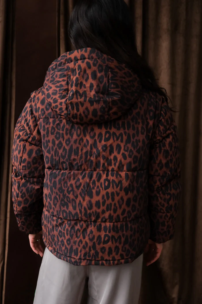 DAMSON MADDER Pearl Chocolate Leopard Puffer Jacket - Leopard - Image 4