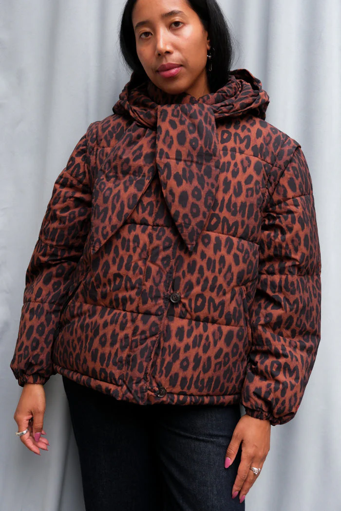 DAMSON MADDER Pearl Chocolate Leopard Puffer Jacket - Leopard - Image 5