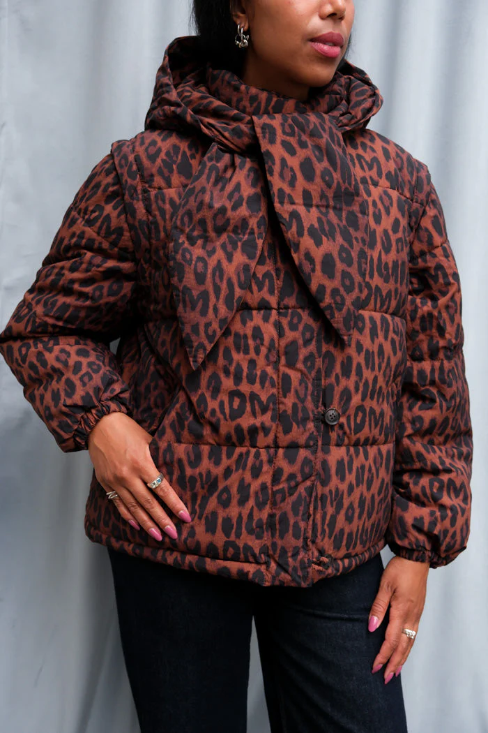 DAMSON MADDER Pearl Chocolate Leopard Puffer Jacket - Leopard - Image 6