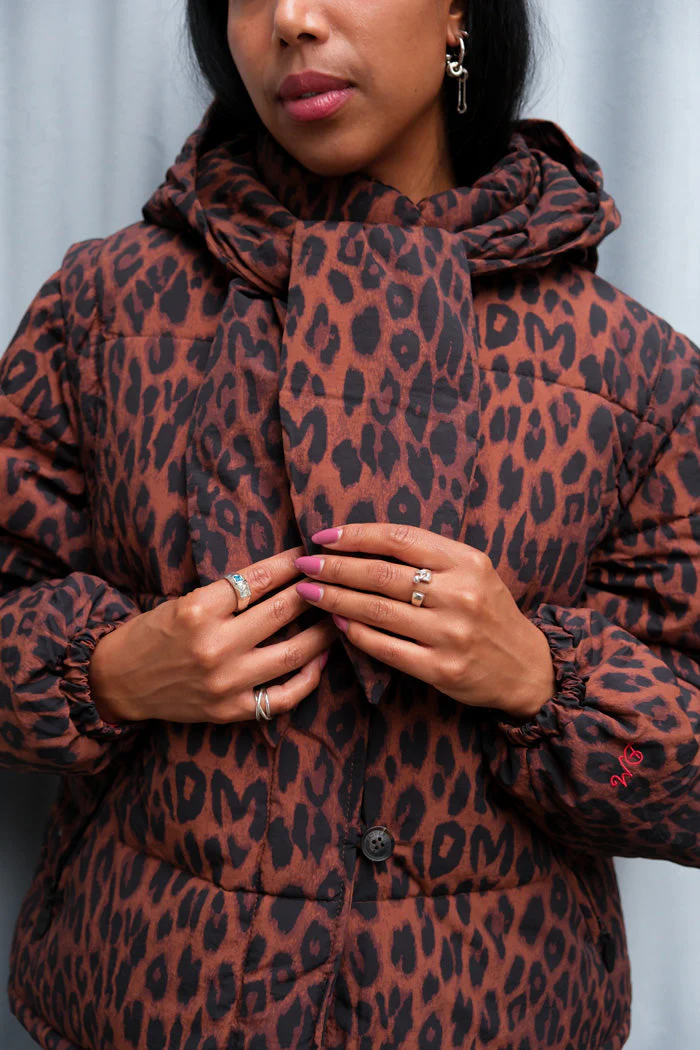 DAMSON MADDER Pearl Chocolate Leopard Puffer Jacket - Leopard - Image 7
