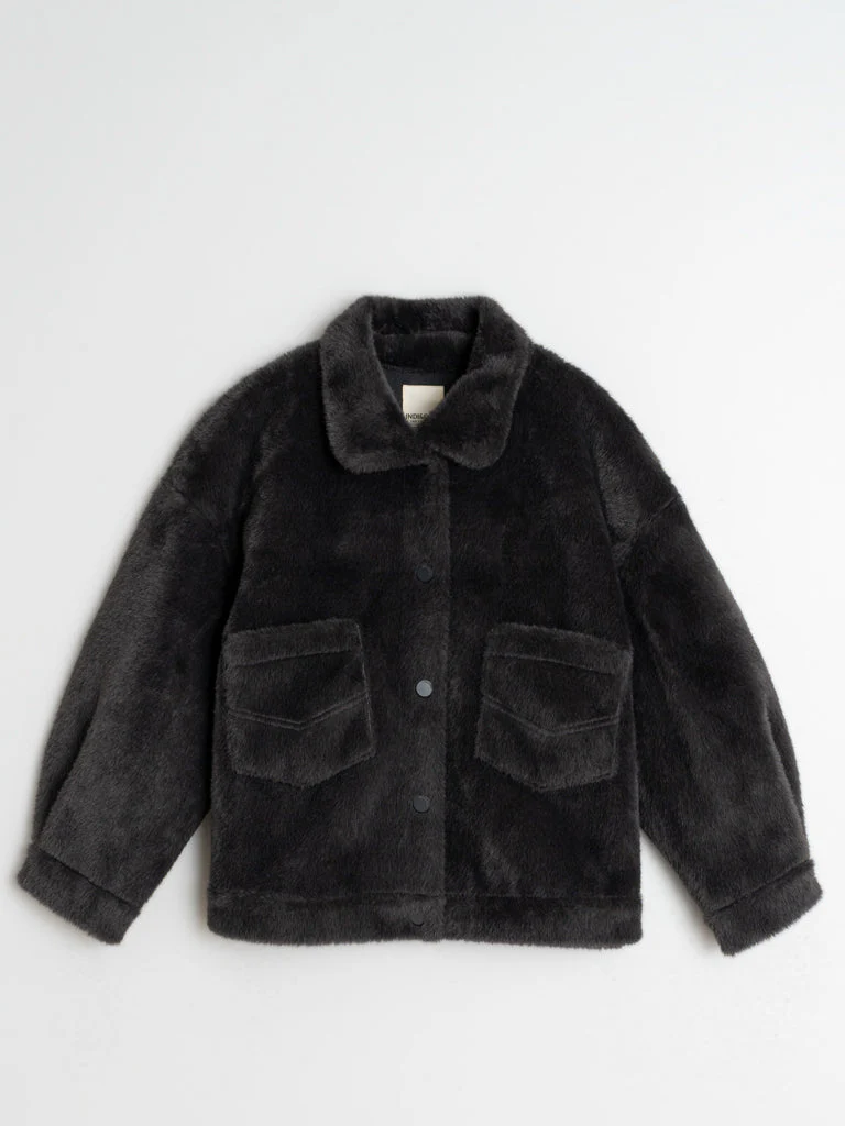 Indi & Cold Faux Fur Jacket - Anthracite - Image 2