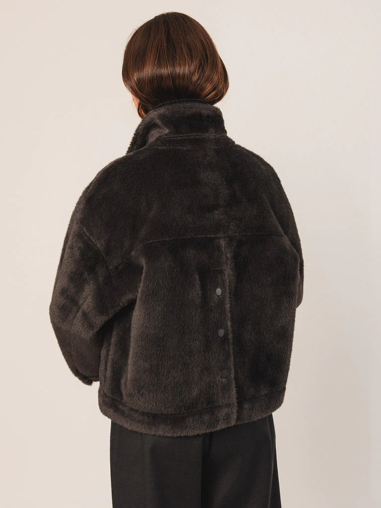 Indi & Cold Faux Fur Jacket - Anthracite - Image 4