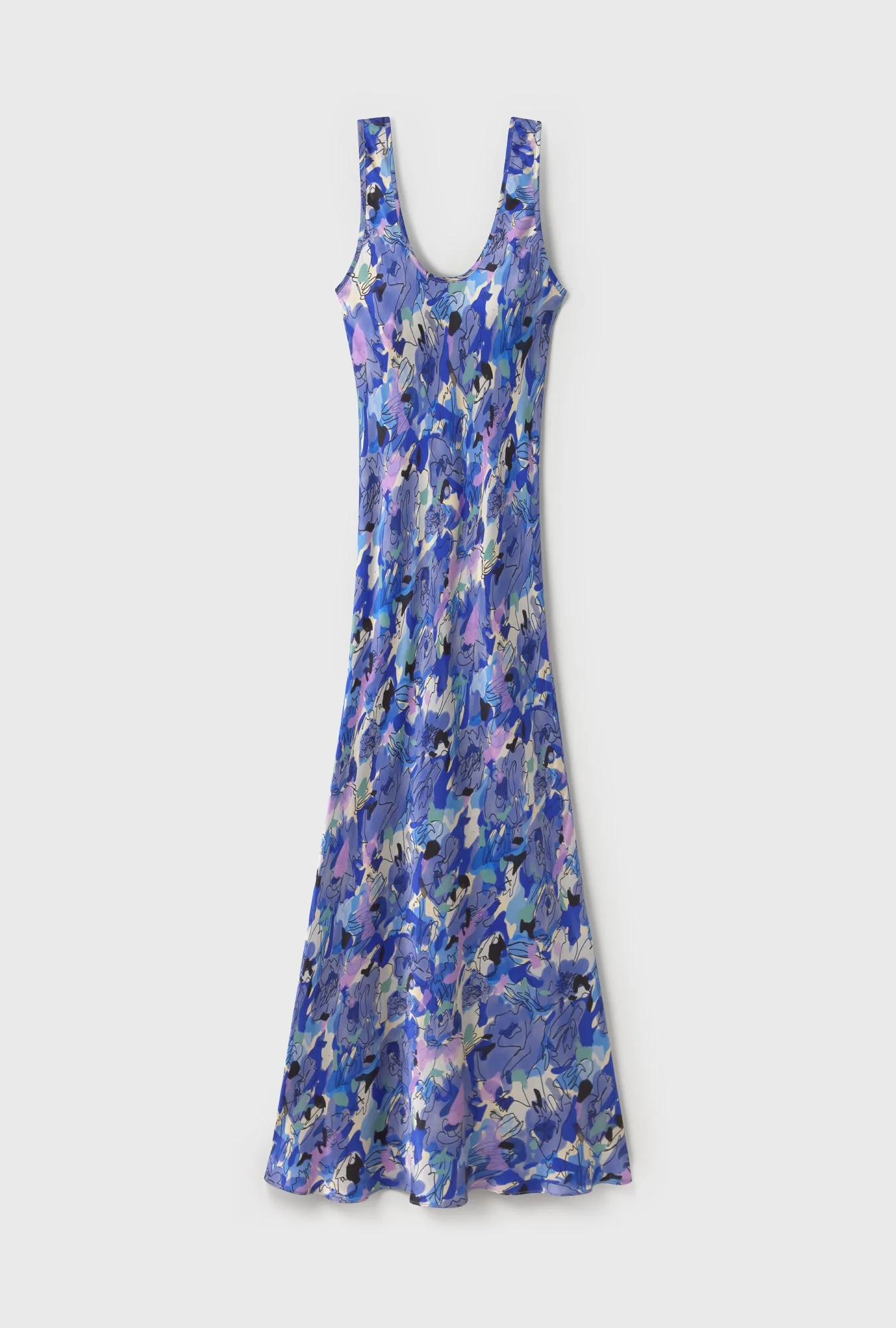 Silk Laundry Scoop Neck Dress - Cornflower Floral - Image 2