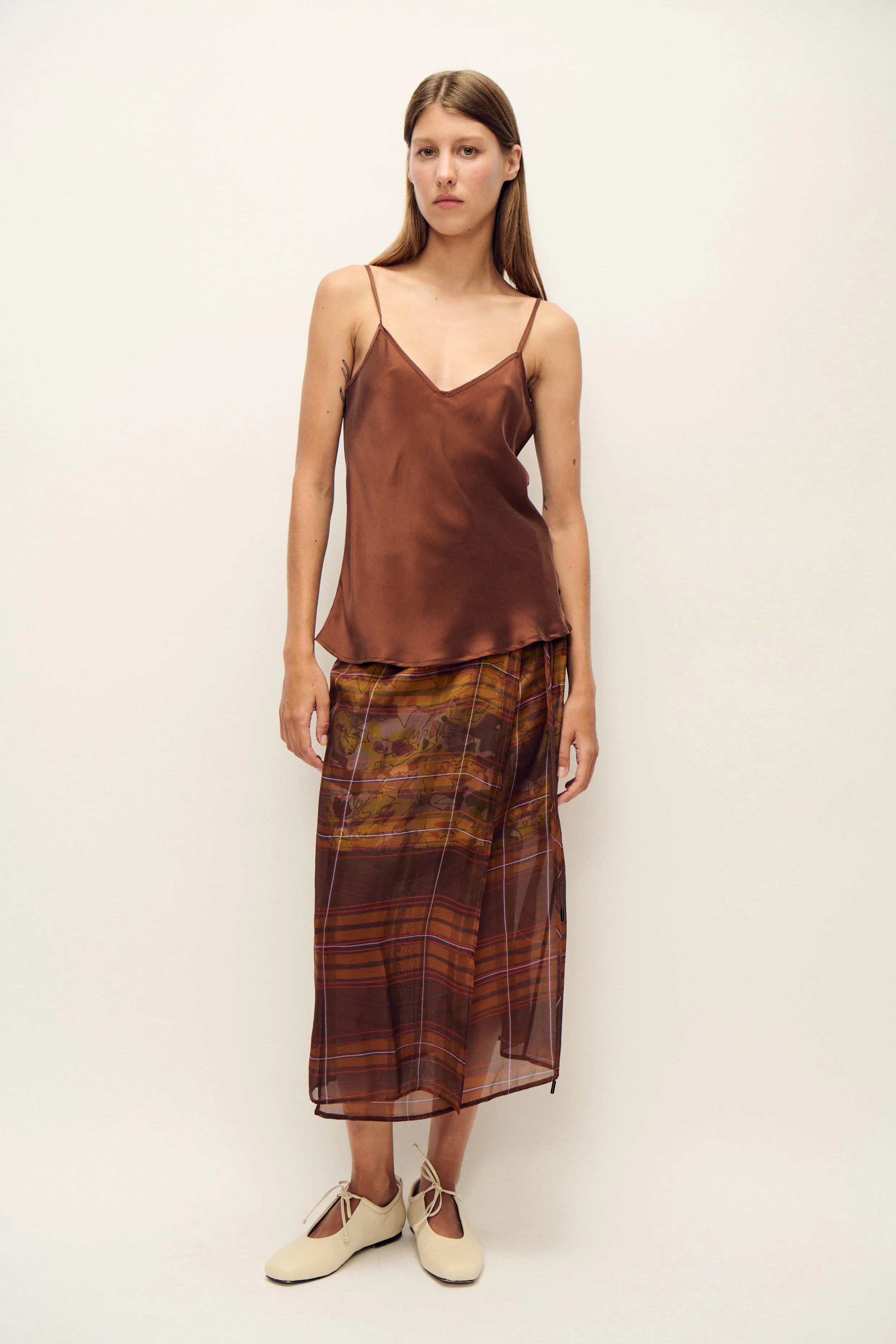 Silk Laundry Bias Cut Cami - Root - Image 2