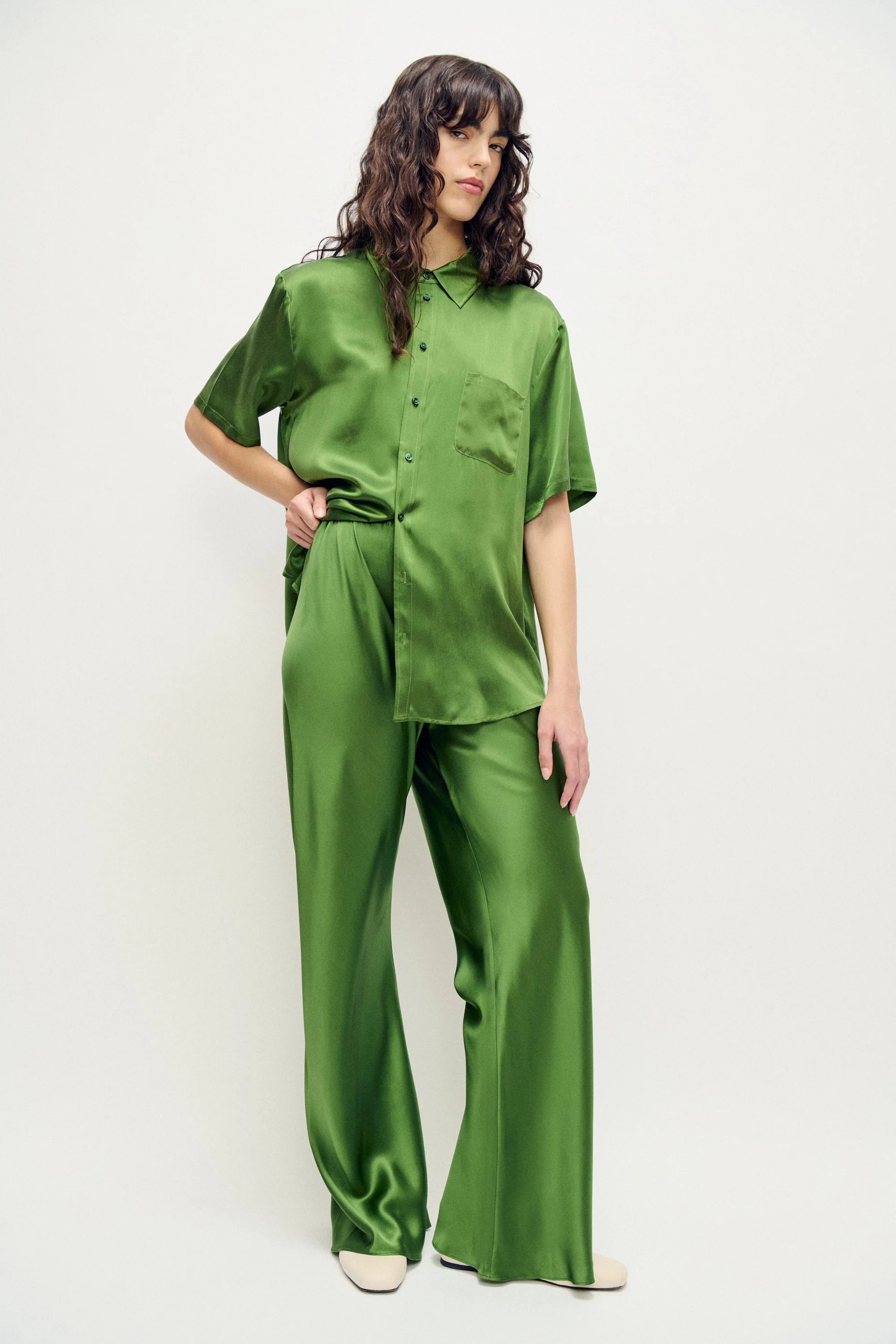 Silk Laundry Bias Cut Pants - Fields - Image 2