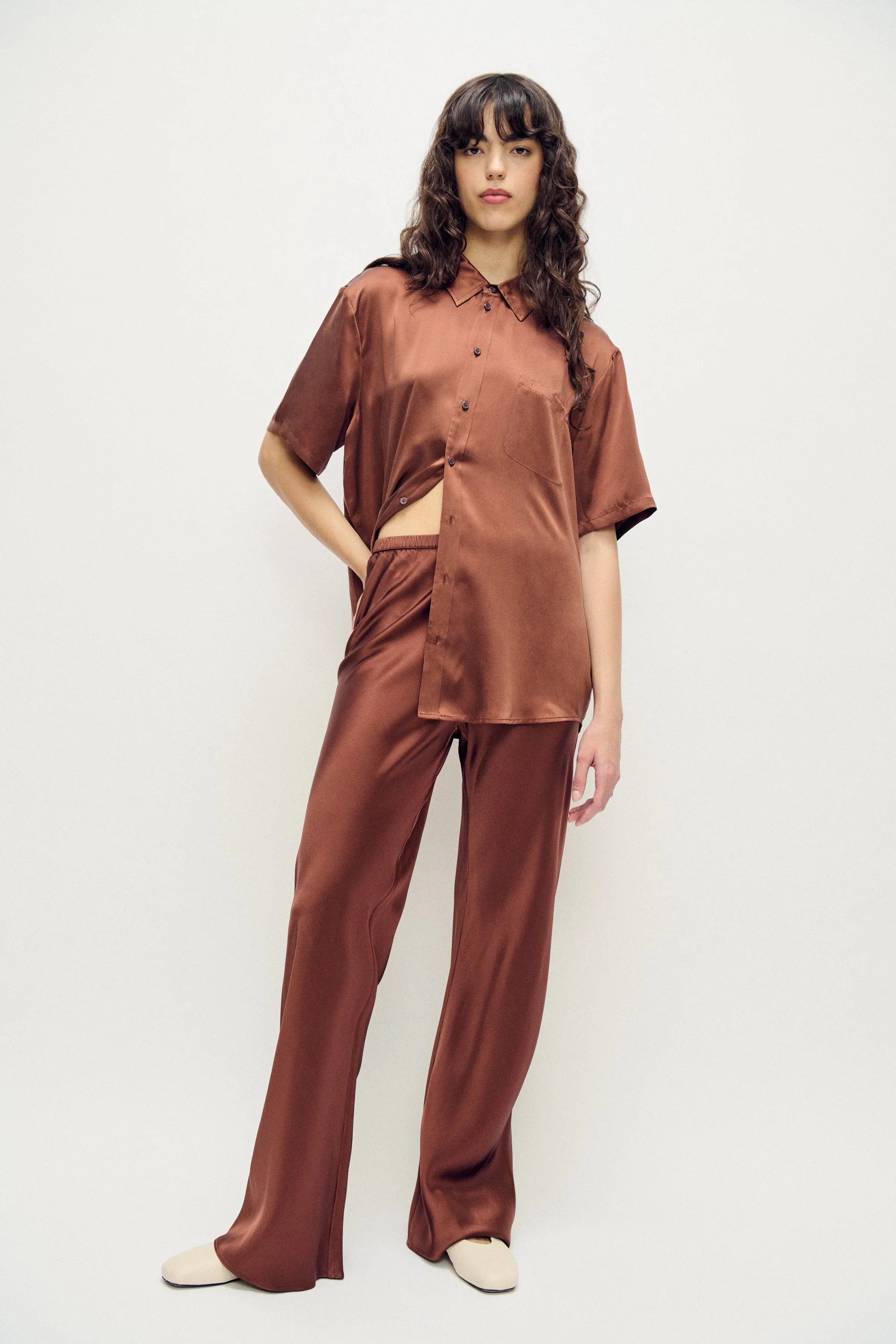 Silk Laundry Bias Cut Pants - Root - Image 2
