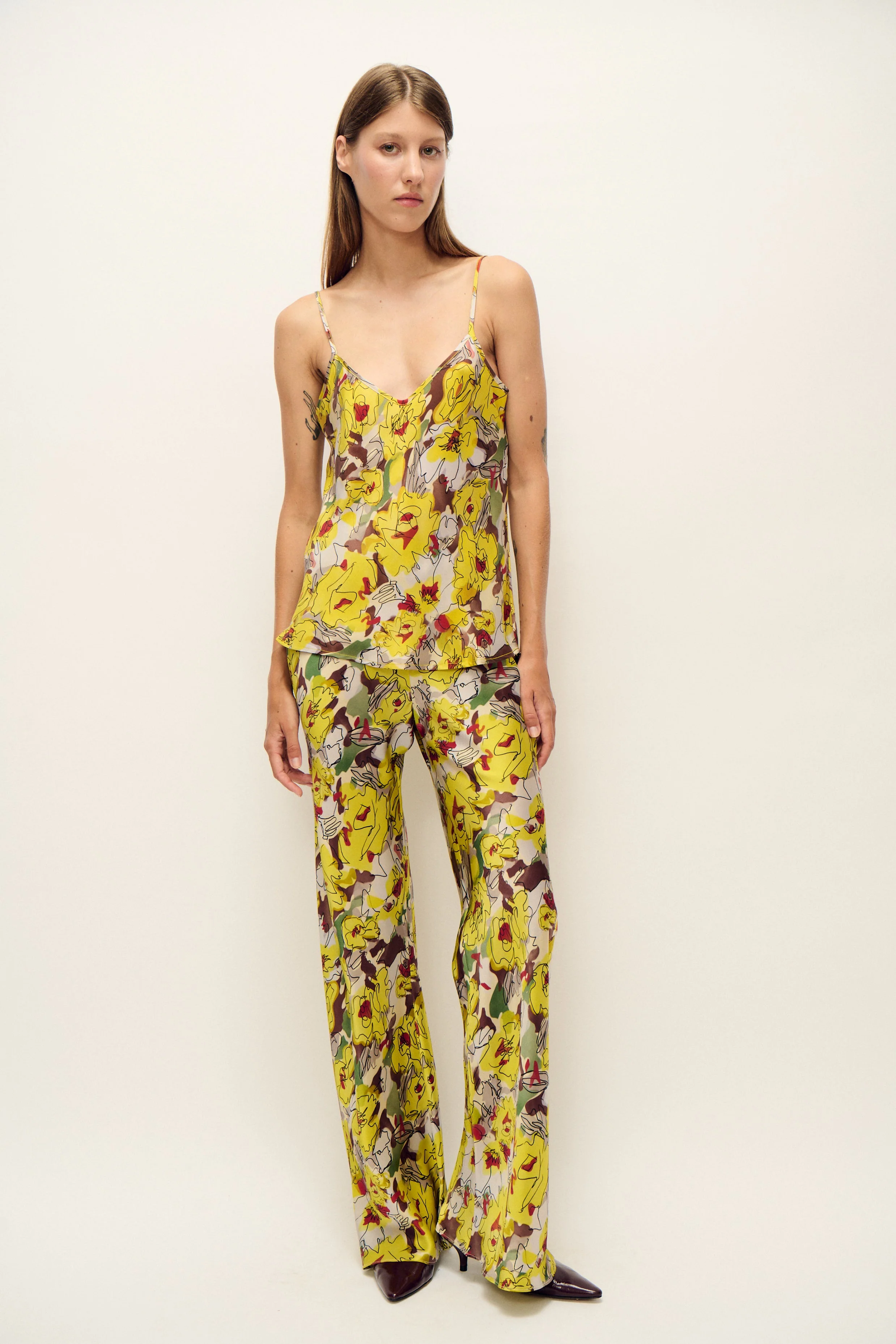 Silk Laundry Bias Cut Pants - Sunflower Floral - Image 4