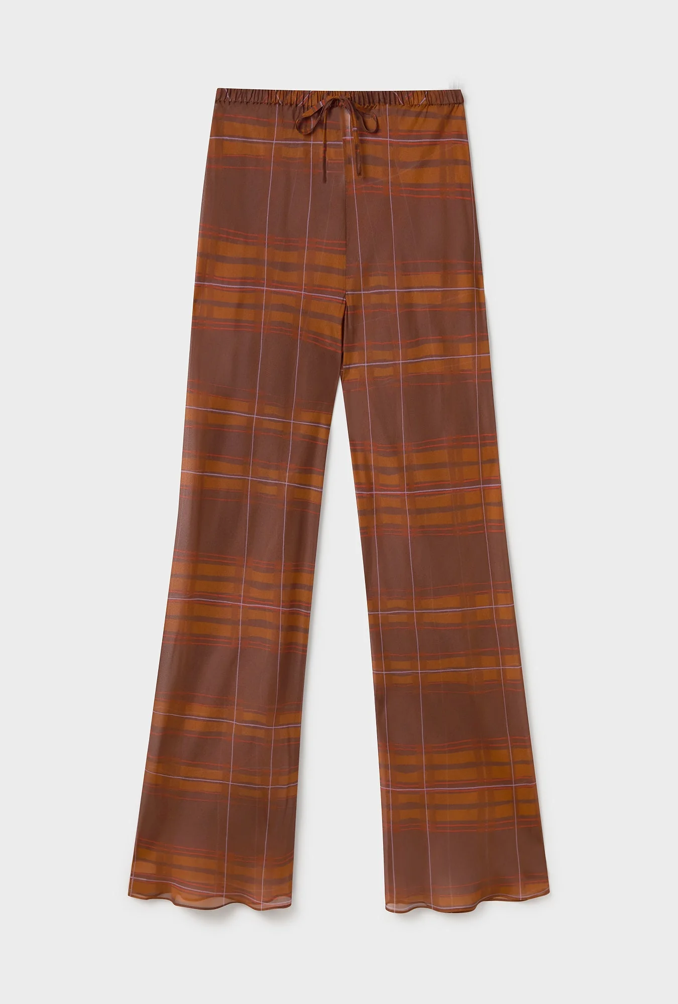 Silk Laundry Chiffon Bias Cut Pants - Root Plaid