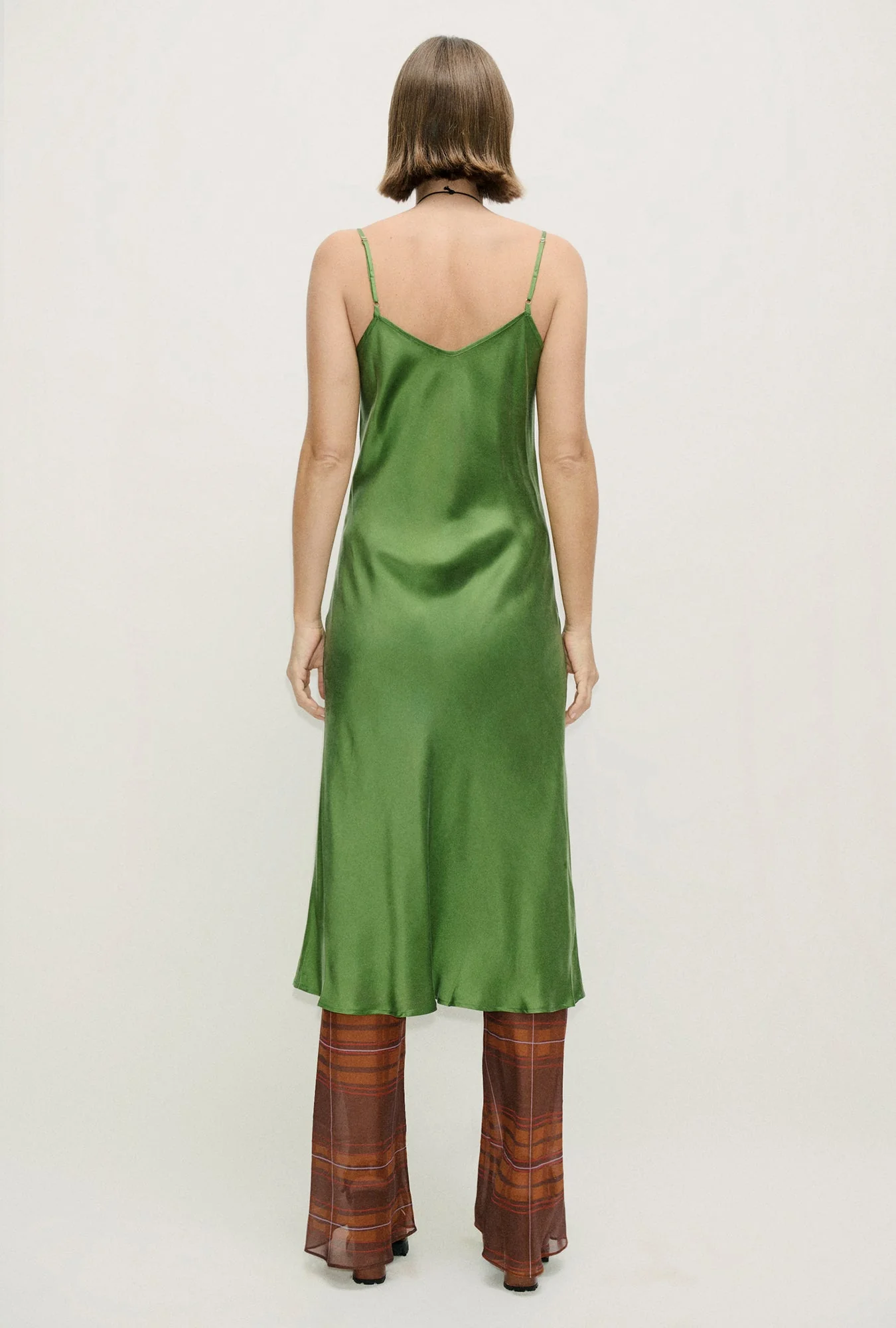 Silk Laundry Chiffon Bias Cut Pants - Root Plaid - Image 3