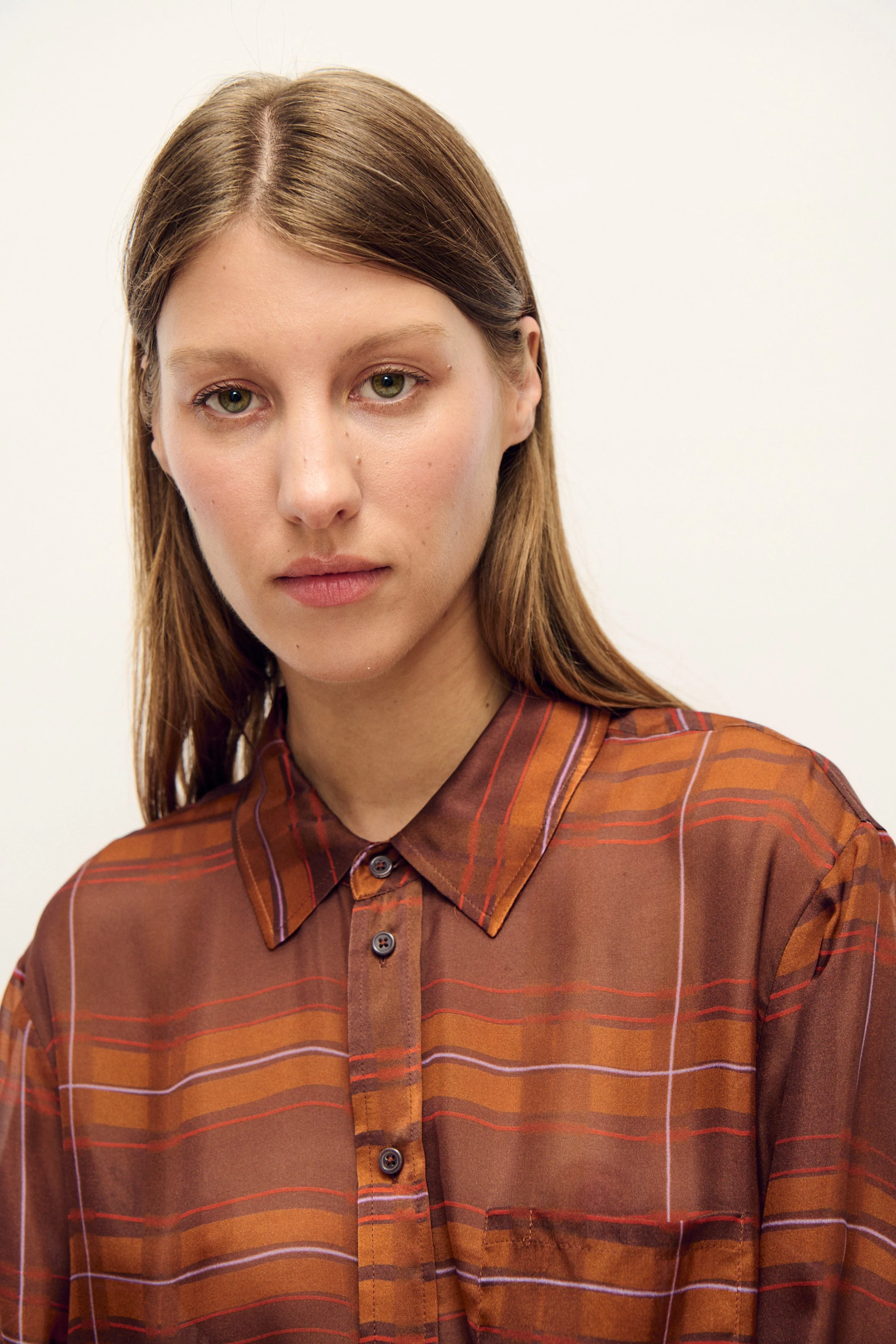 Silk Laundry Chiffon Boyfriend Shirt - Root Plaid - Image 4