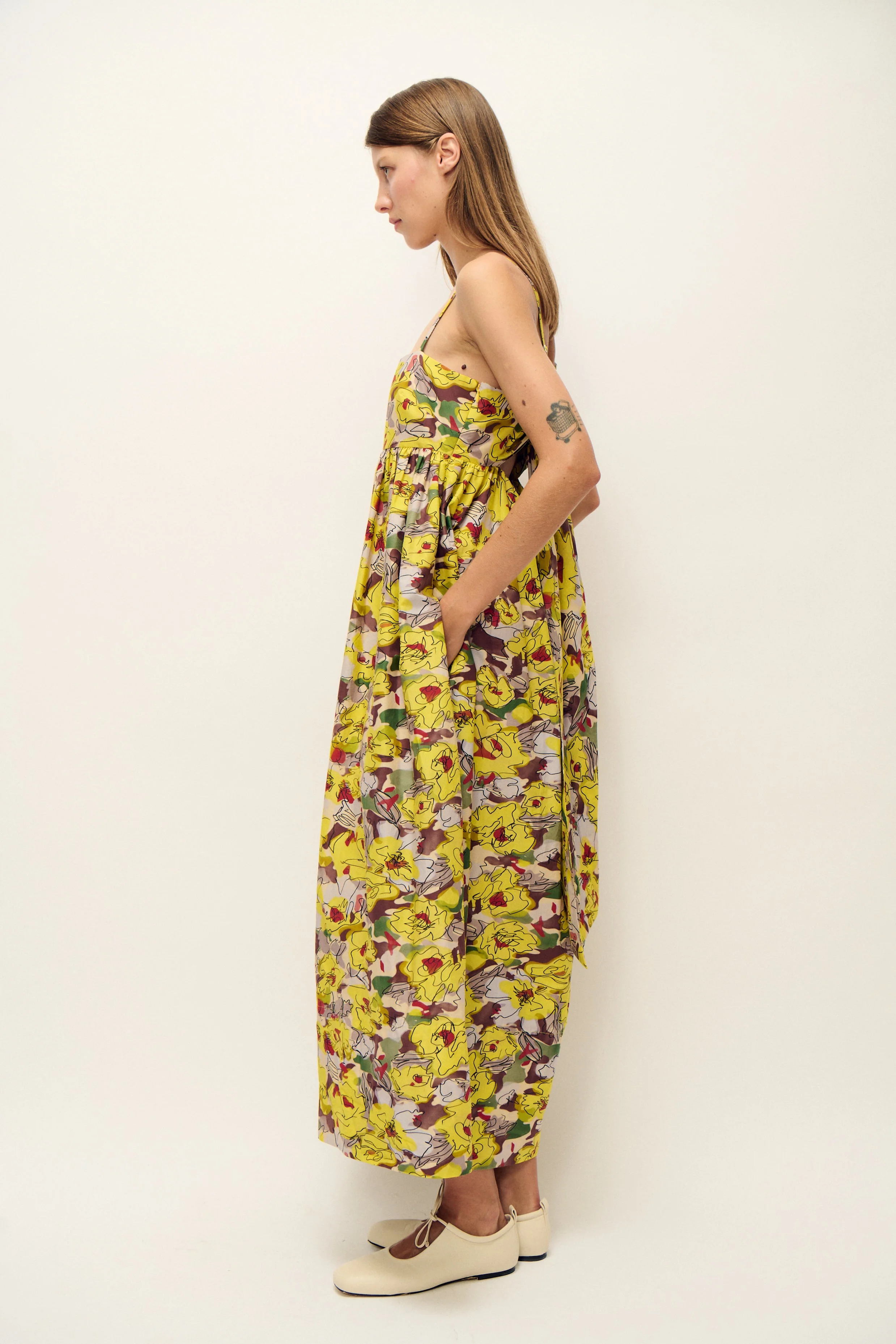 Silk Laundry Cotton Silk Tulip Dress - Sunflower Floral - Image 4