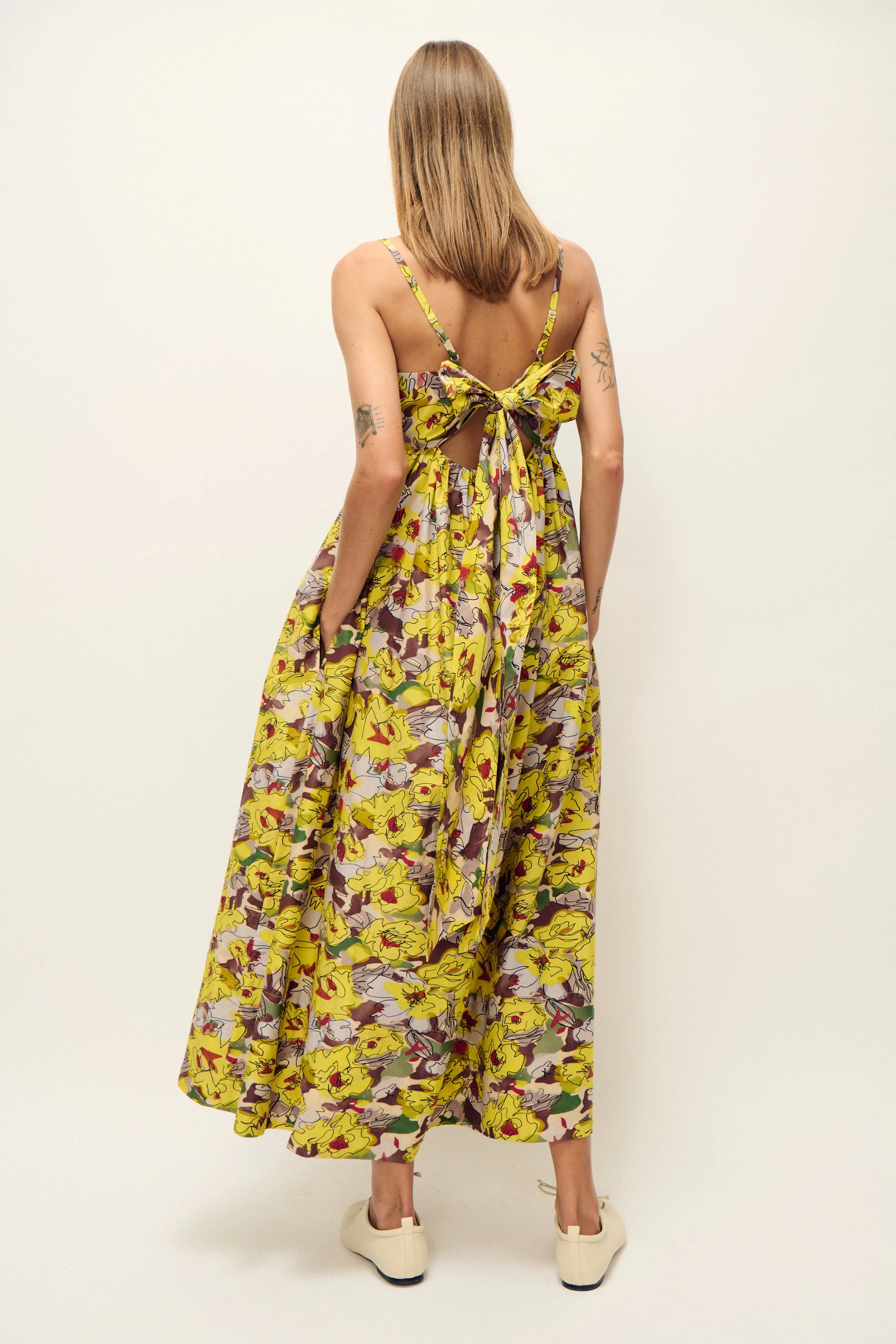 Silk Laundry Cotton Silk Tulip Dress - Sunflower Floral - Image 5