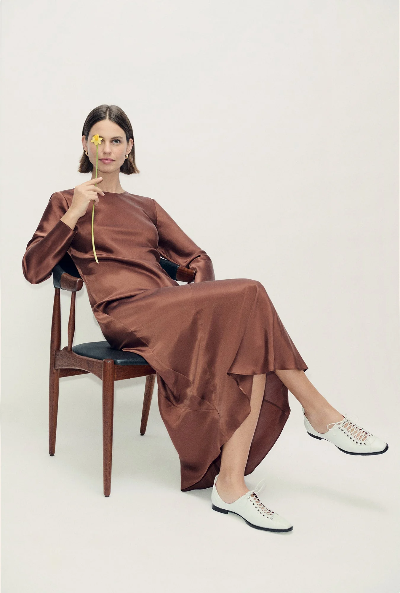 Silk Laundry Full Sleeve Bias Dress - Root - Image 2