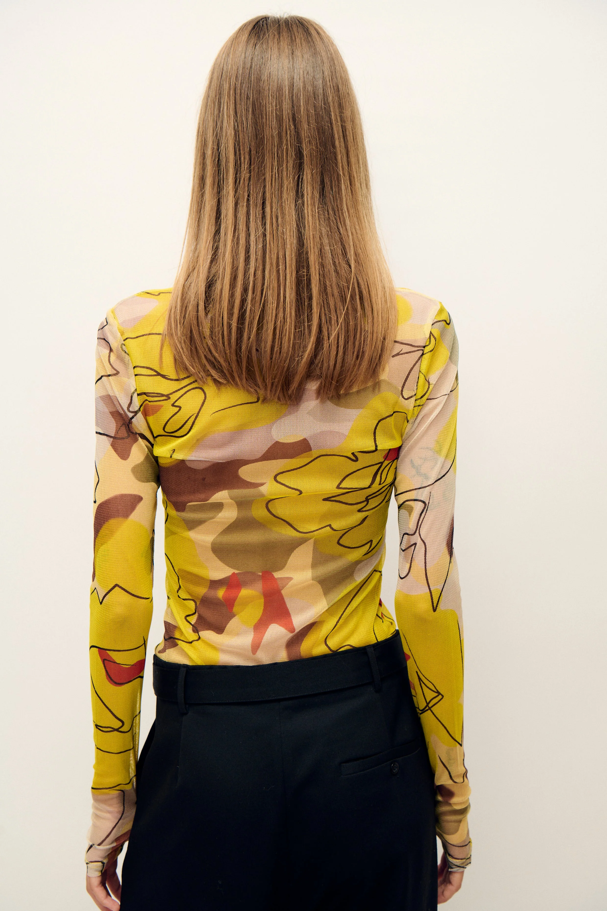 Silk Laundry Mesh Long Sleeve Top - Sunflower Floral - Image 4