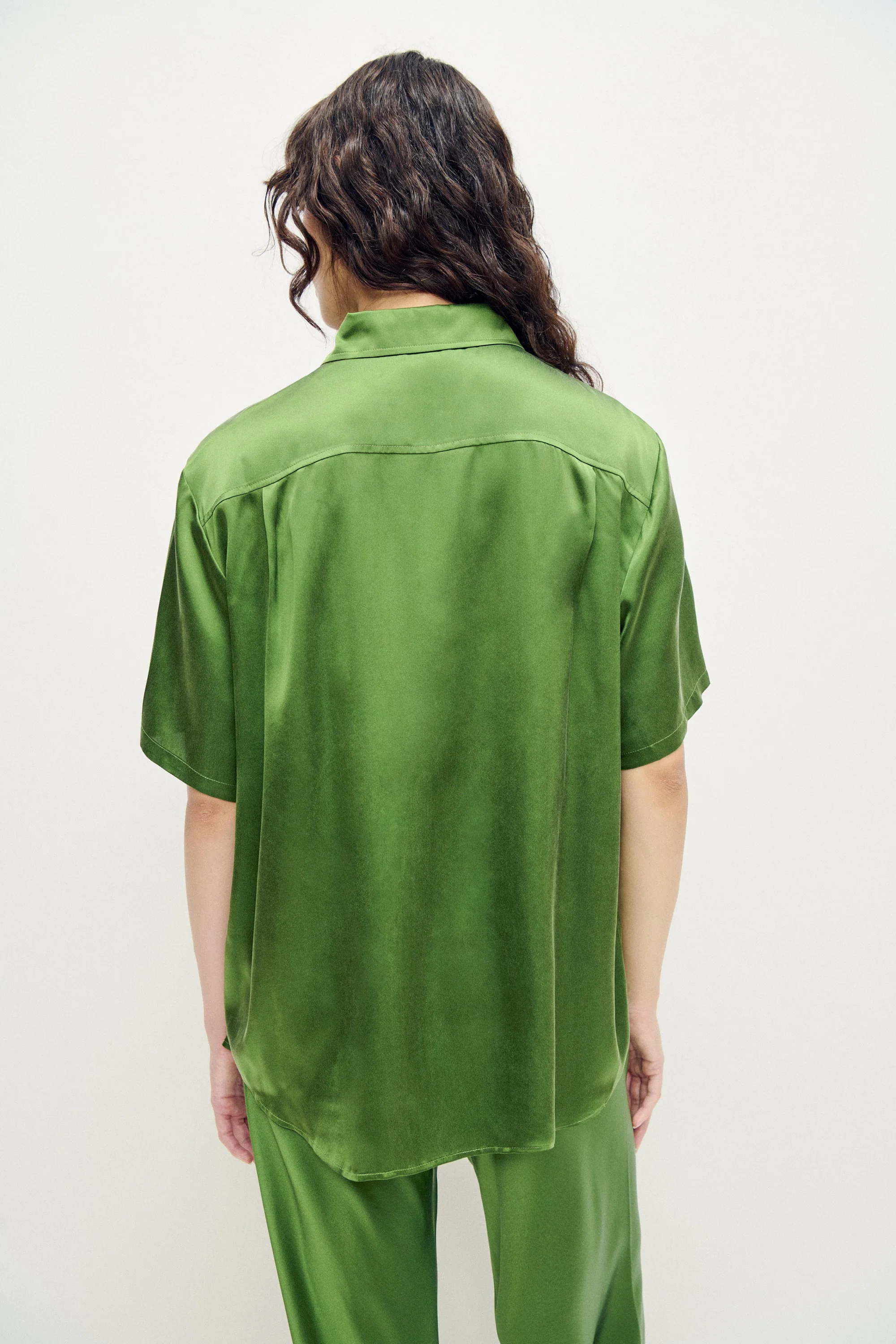 Silk Laundry Short Sleeve Boyfriend Shirt - Fields - Image 4
