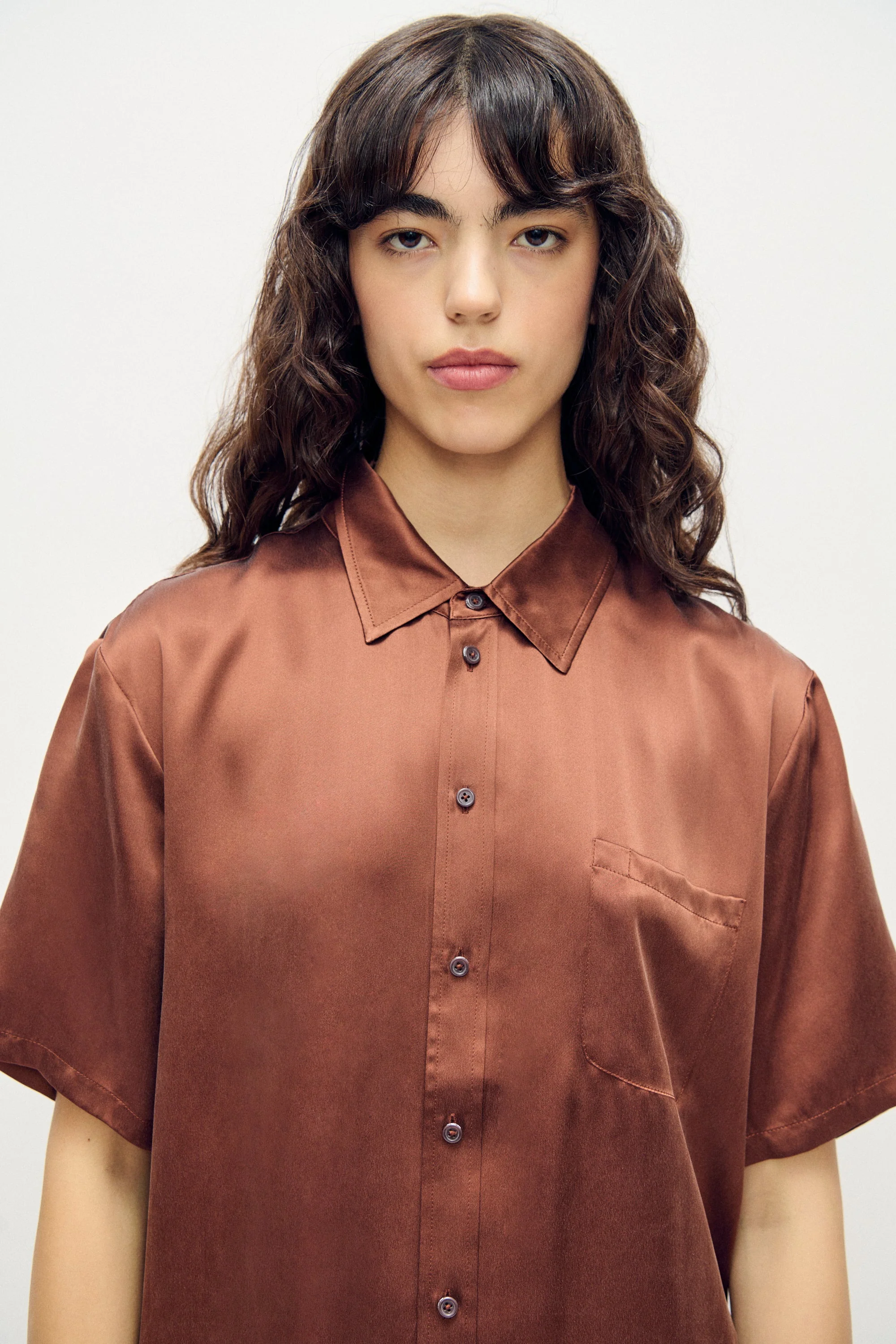 Silk Laundry Short Sleeve Boyfriend Shirt - Root - Image 5