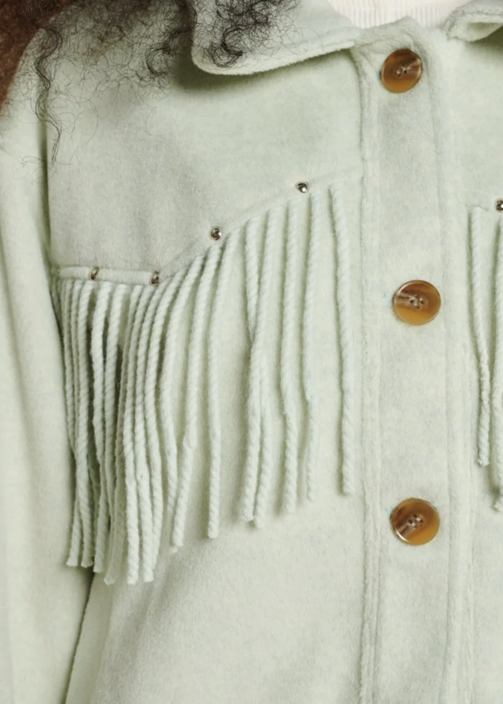 Ghospell Kira Fringe Jacket - Pale Sage - Image 2