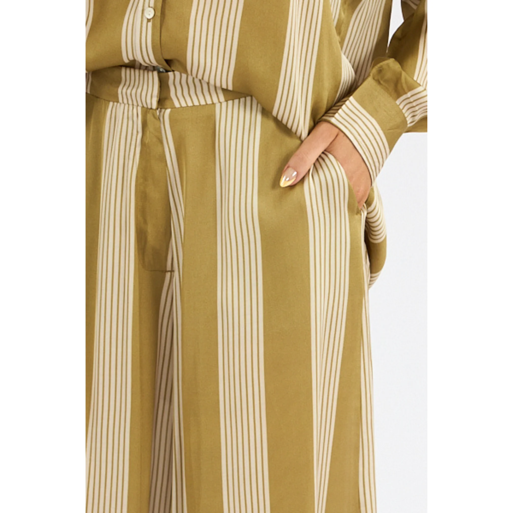 Deluc Milo Pant - Khaki & Ecru - Image 2