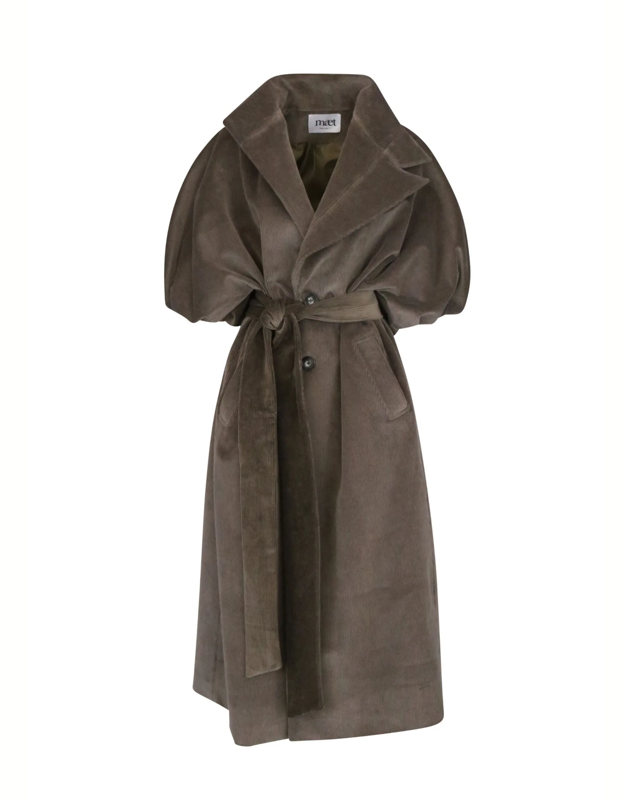 MAET Atem Corduroy Olive Maxi Coat - Image 2
