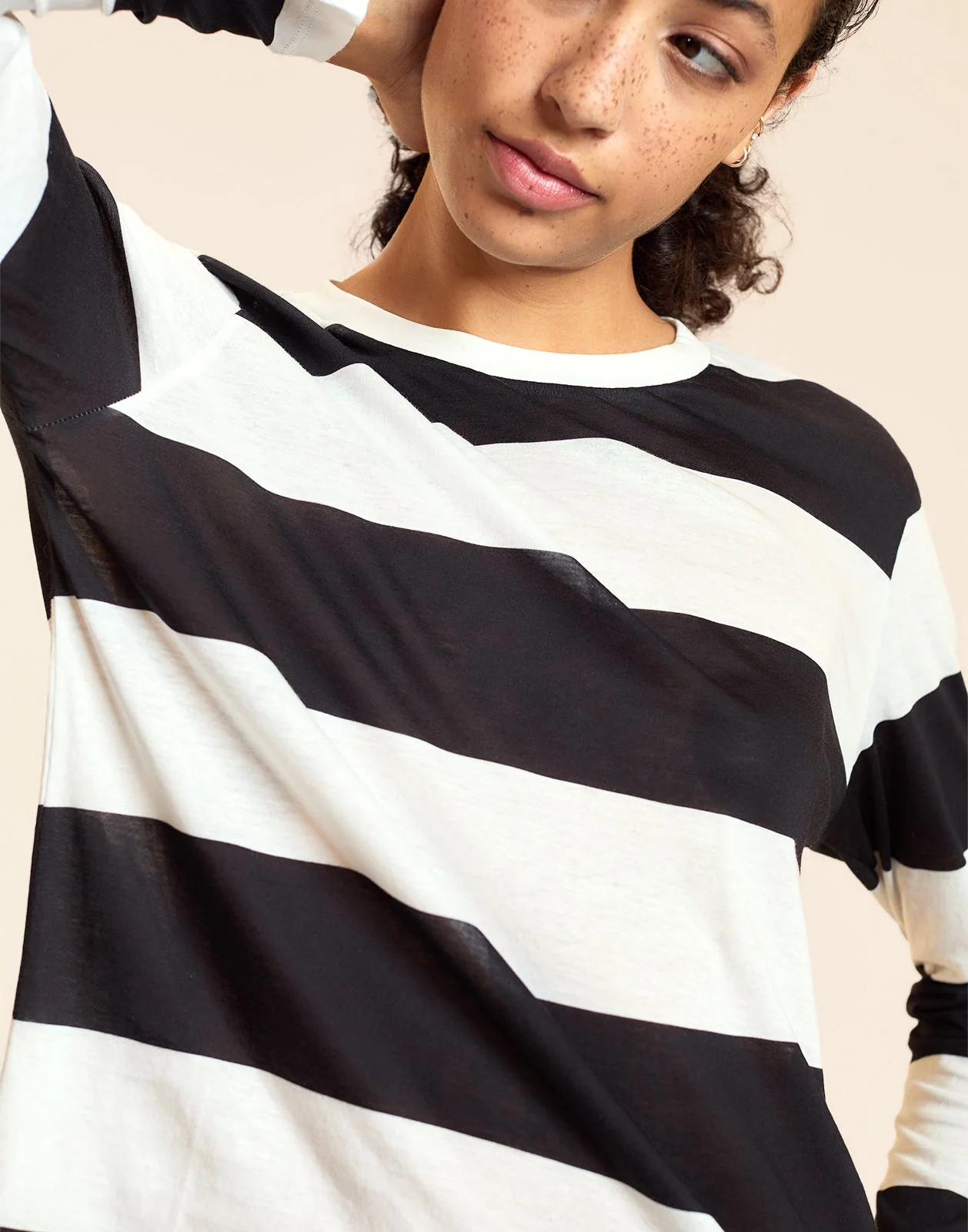 Cynthia Rowley Long Sleeve Everyday Tee - Black/White - Image 2