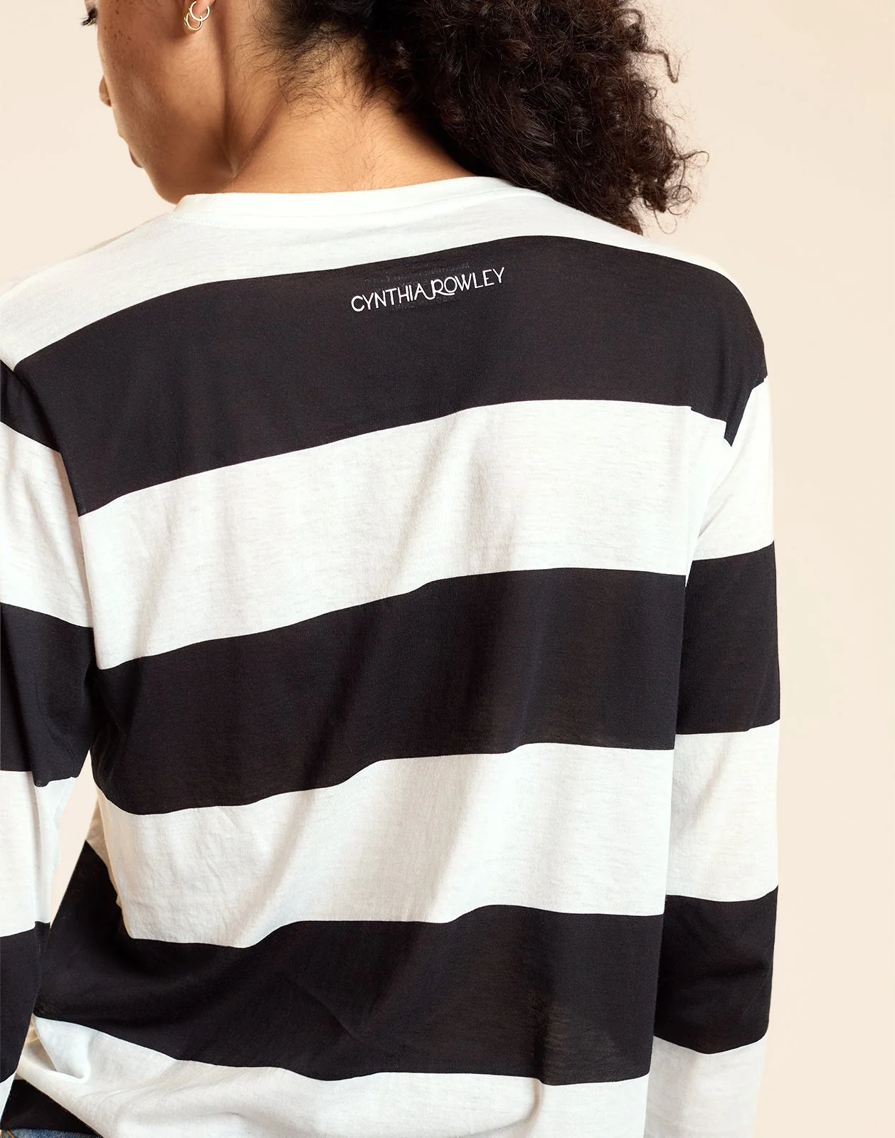 Cynthia Rowley Long Sleeve Everyday Tee - Black/White - Image 3