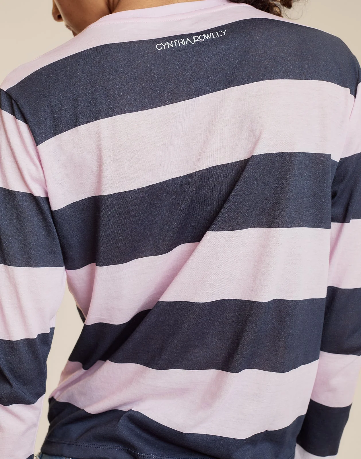 Cynthia Rowley Long Sleeve Everyday Tee - Pink/Navy - Image 2