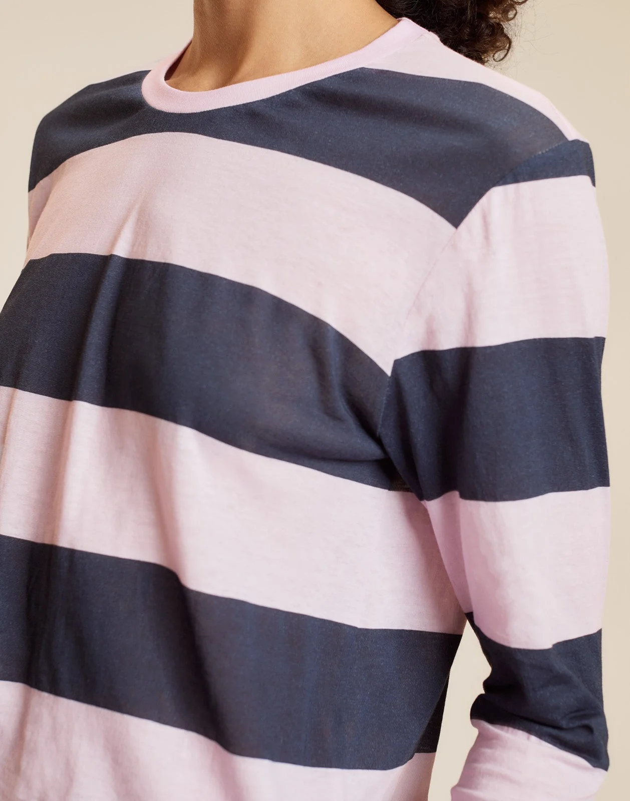 Cynthia Rowley Long Sleeve Everyday Tee - Pink/Navy - Image 3