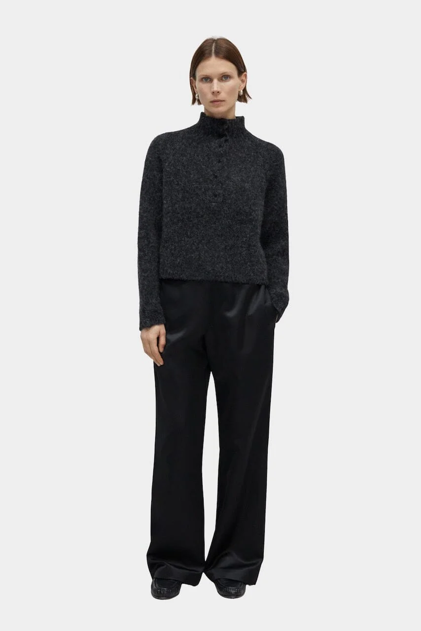 Cordera Baby Alpaca Polo Sweater - Anthracite - Image 2