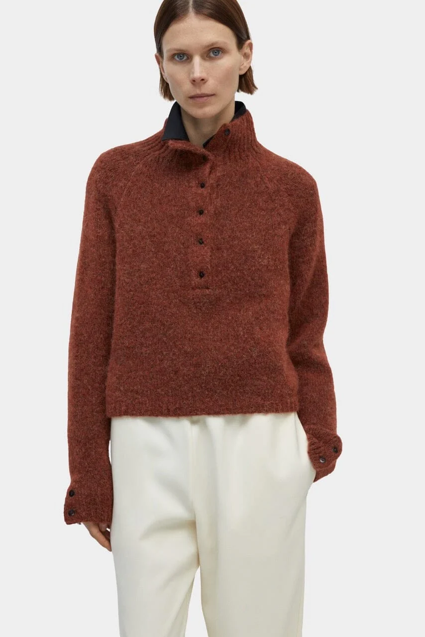 Cordera Baby Alpaca Polo Sweater - Terracotta - Image 2
