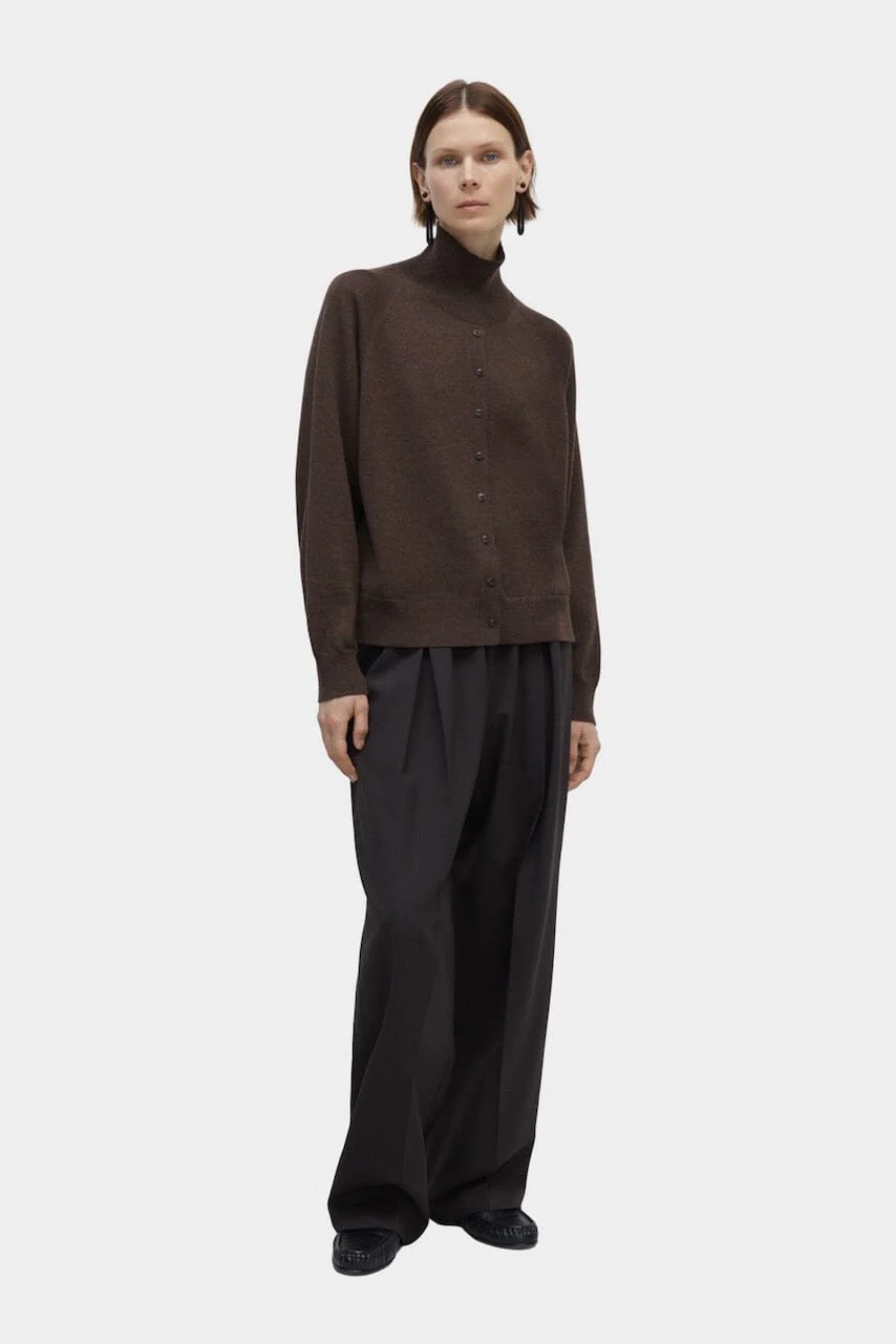 Cordera Merino Wool Buttoned Sweater - Espresso - Image 2