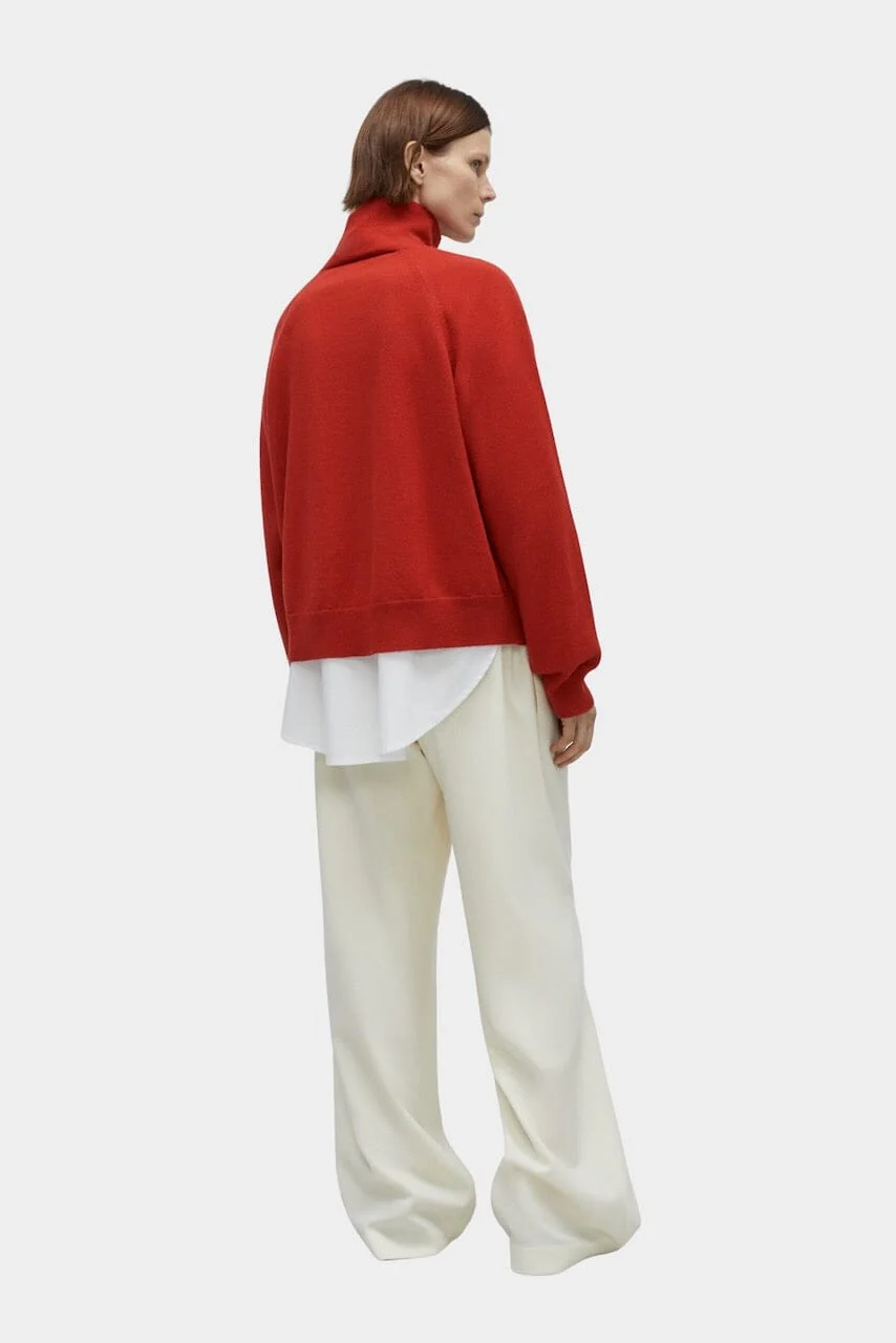 Cordera Merino Wool Buttoned Sweater - Red - Image 3