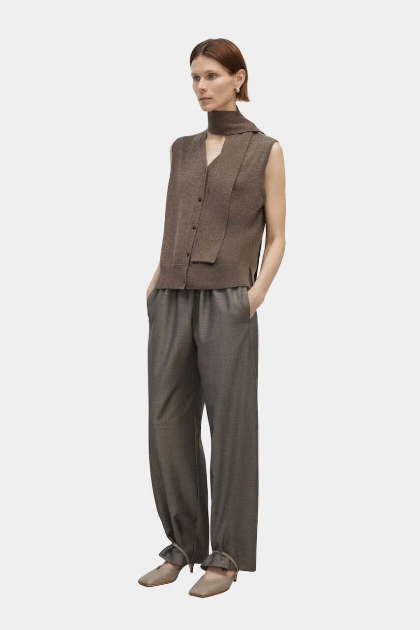 Cordera Merino Wool Lace Waistcoat - Taupe - Image 2