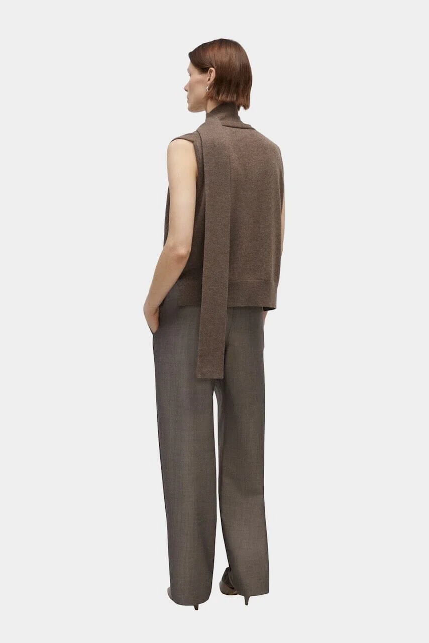 Cordera Merino Wool Lace Waistcoat - Taupe - Image 3