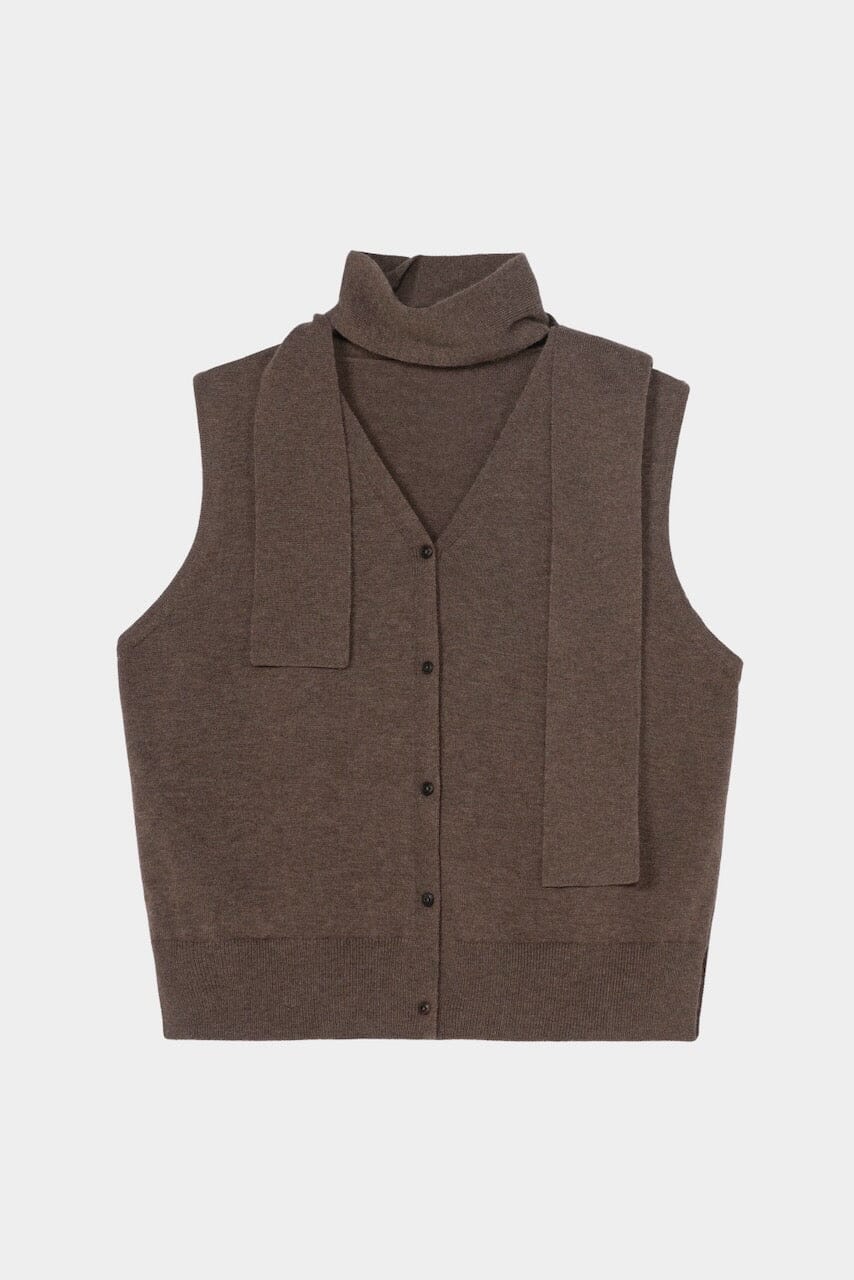Cordera Merino Wool Lace Waistcoat - Taupe - Image 4