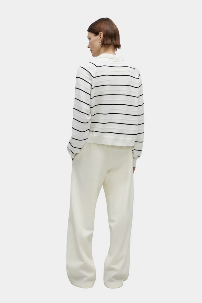 Cordera Merino Wool Striped Polo - White - Image 3