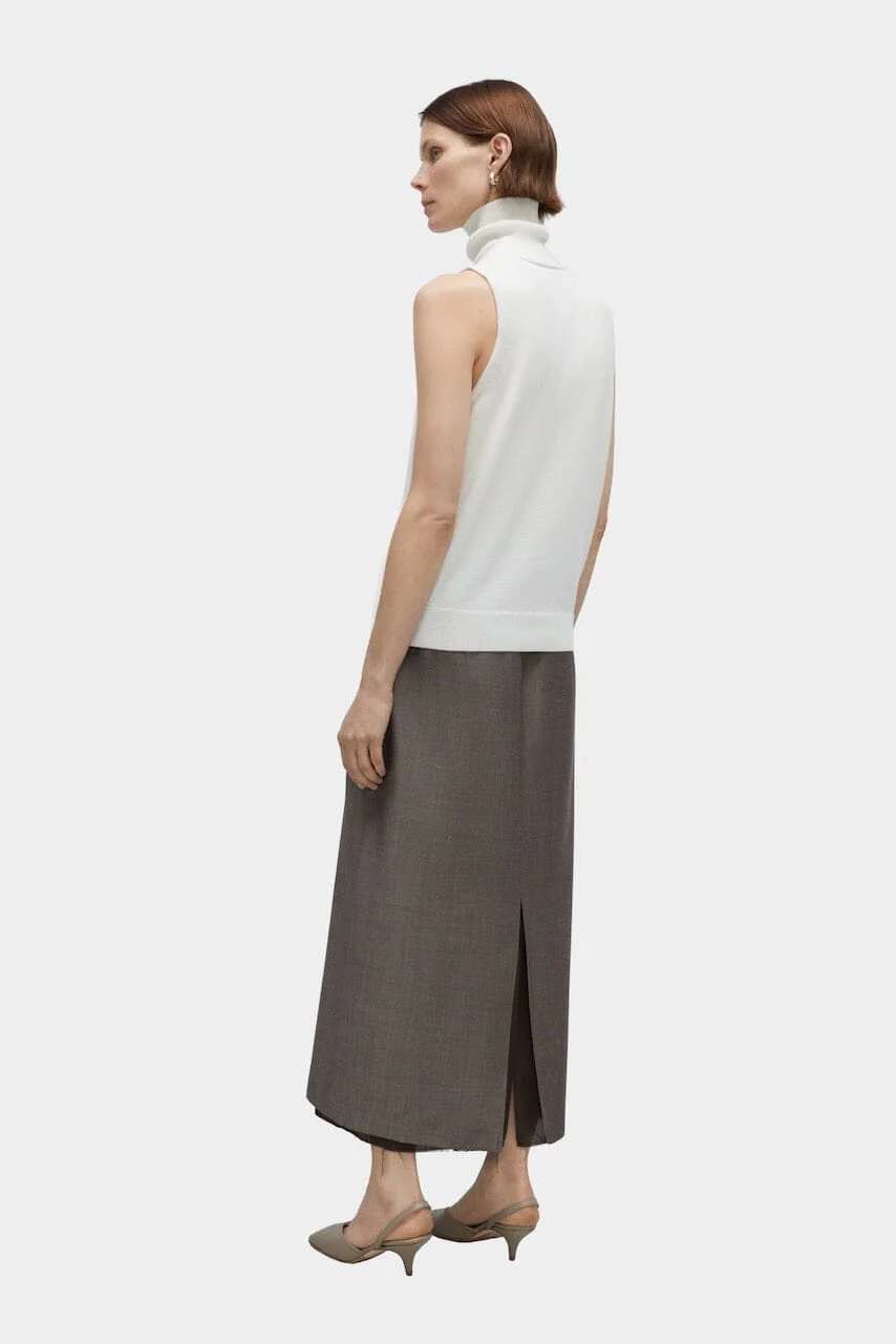 Cordera Merino Wool Turtleneck Vest - White - Image 3