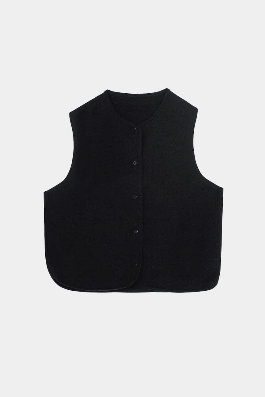 Cordera Merino Wool Waistcoat - Black - Image 4