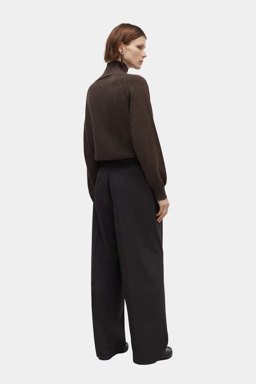 Cordera Pleated Relaxed Pants - Dark Brown - Image 3