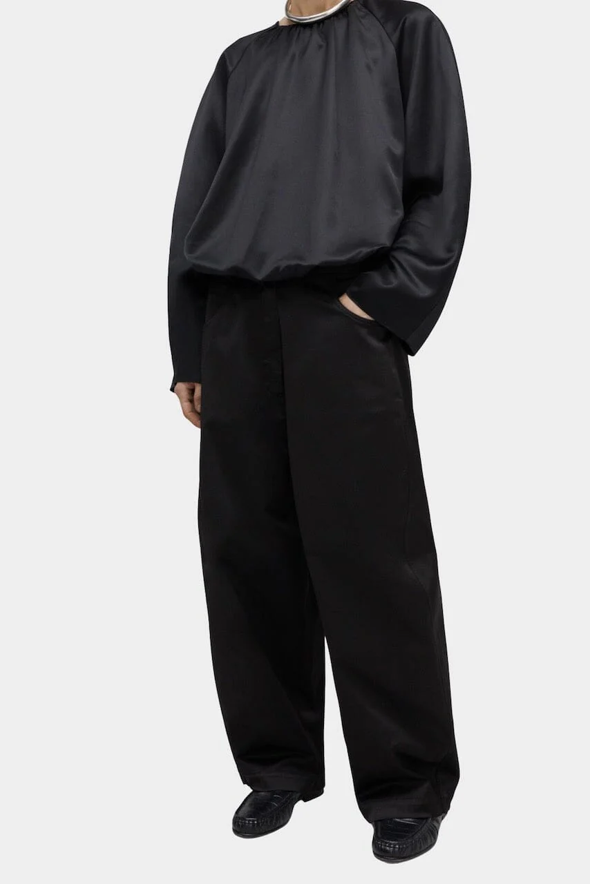 Cordera Satin Curved Pants - Black - Image 2